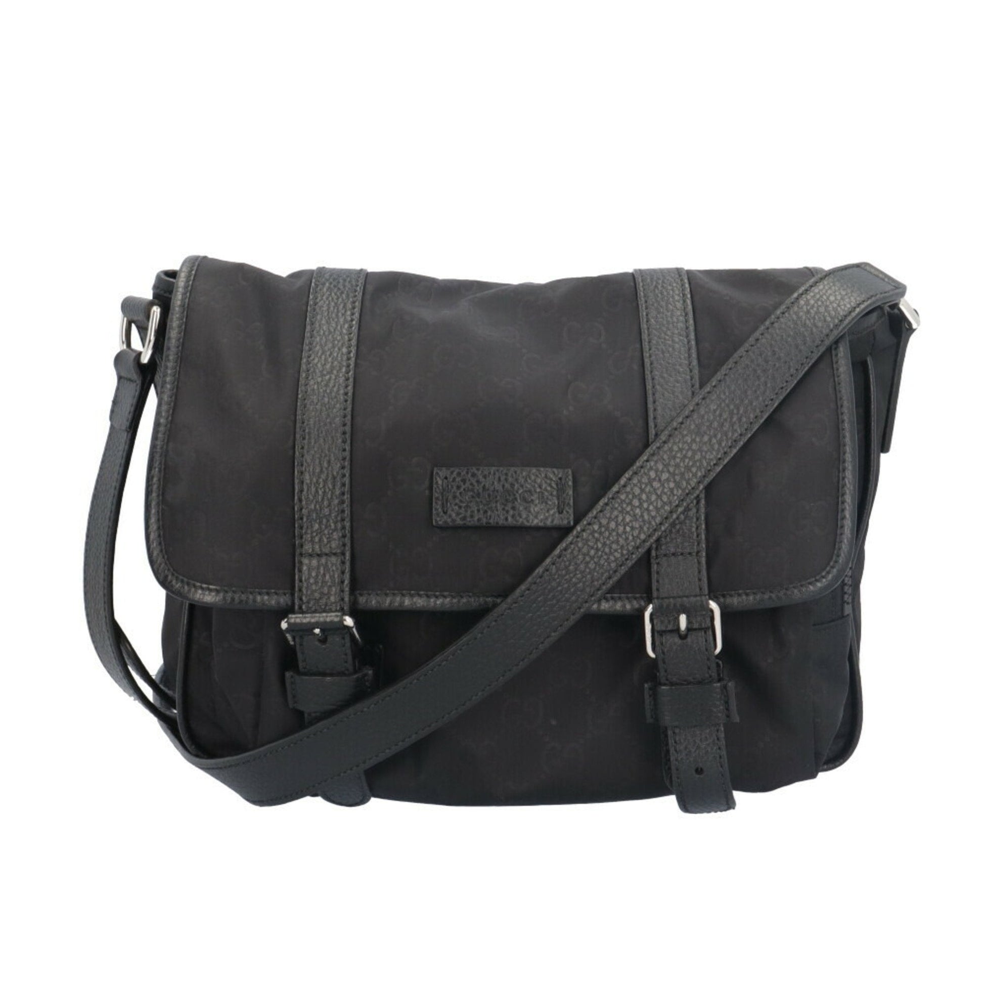 Gucci Black Nylon Leather Messenger Bag Shoulder Bag
