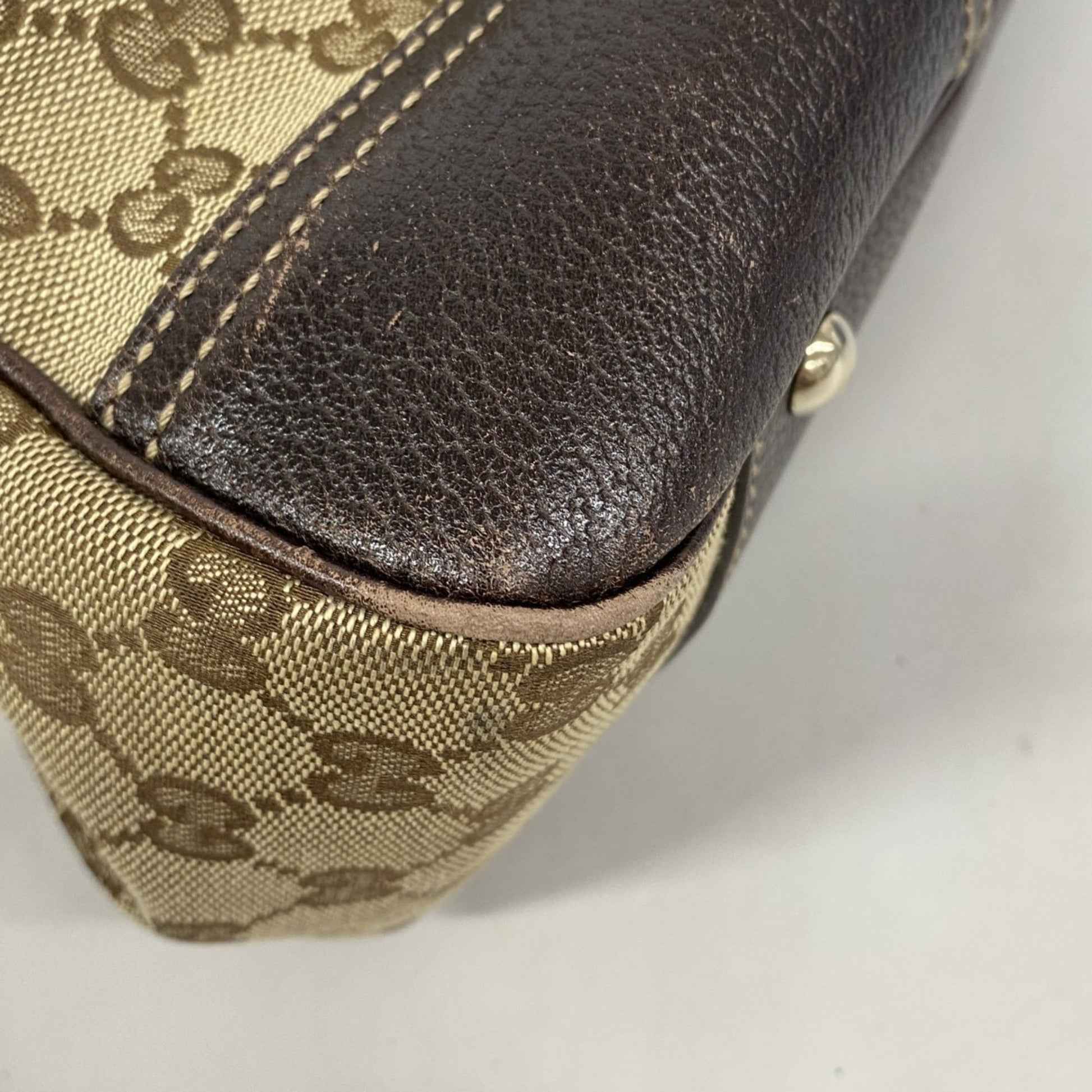 Gucci Beige Brown Canvas Tote Bag