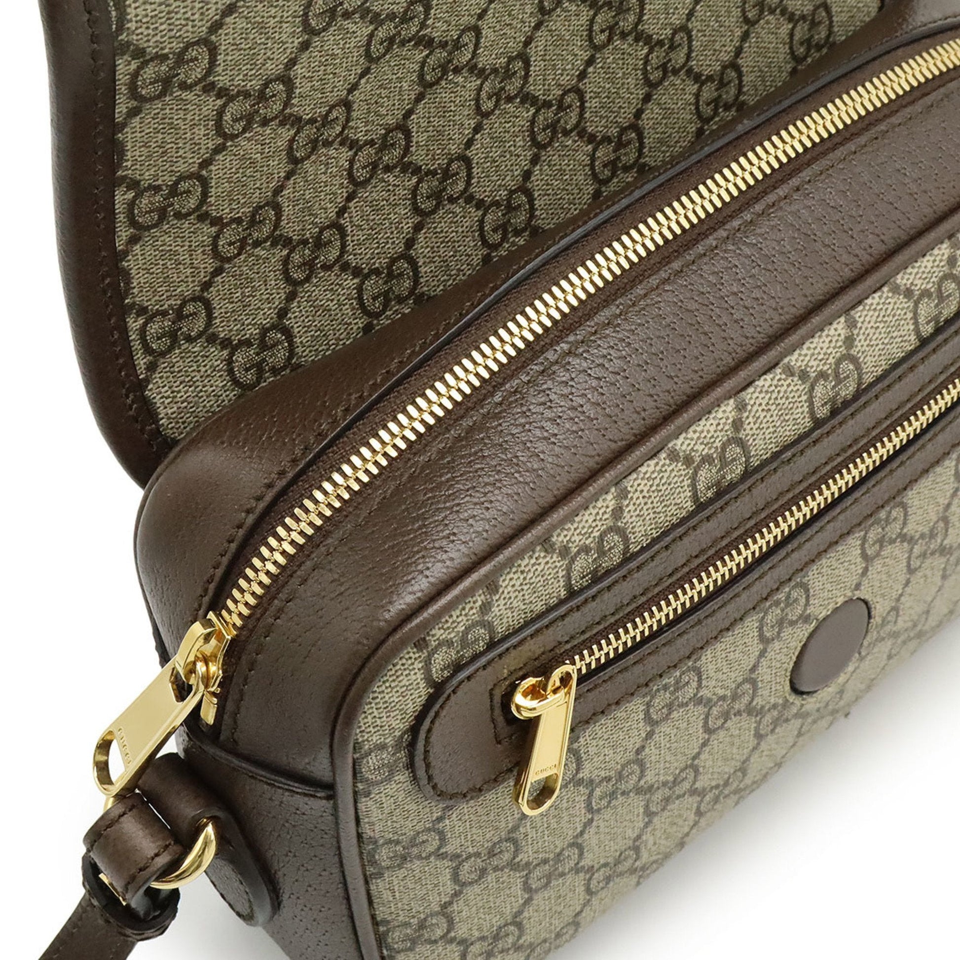 Gucci Beige Brown Green Red Color Gg Supreme Leather Shoulder Bag
