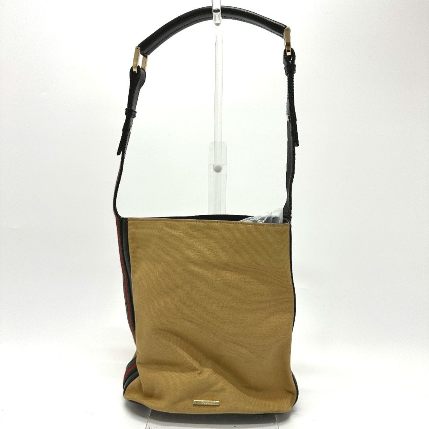 Gucci Beige Leather Canvas Shoulder Bag