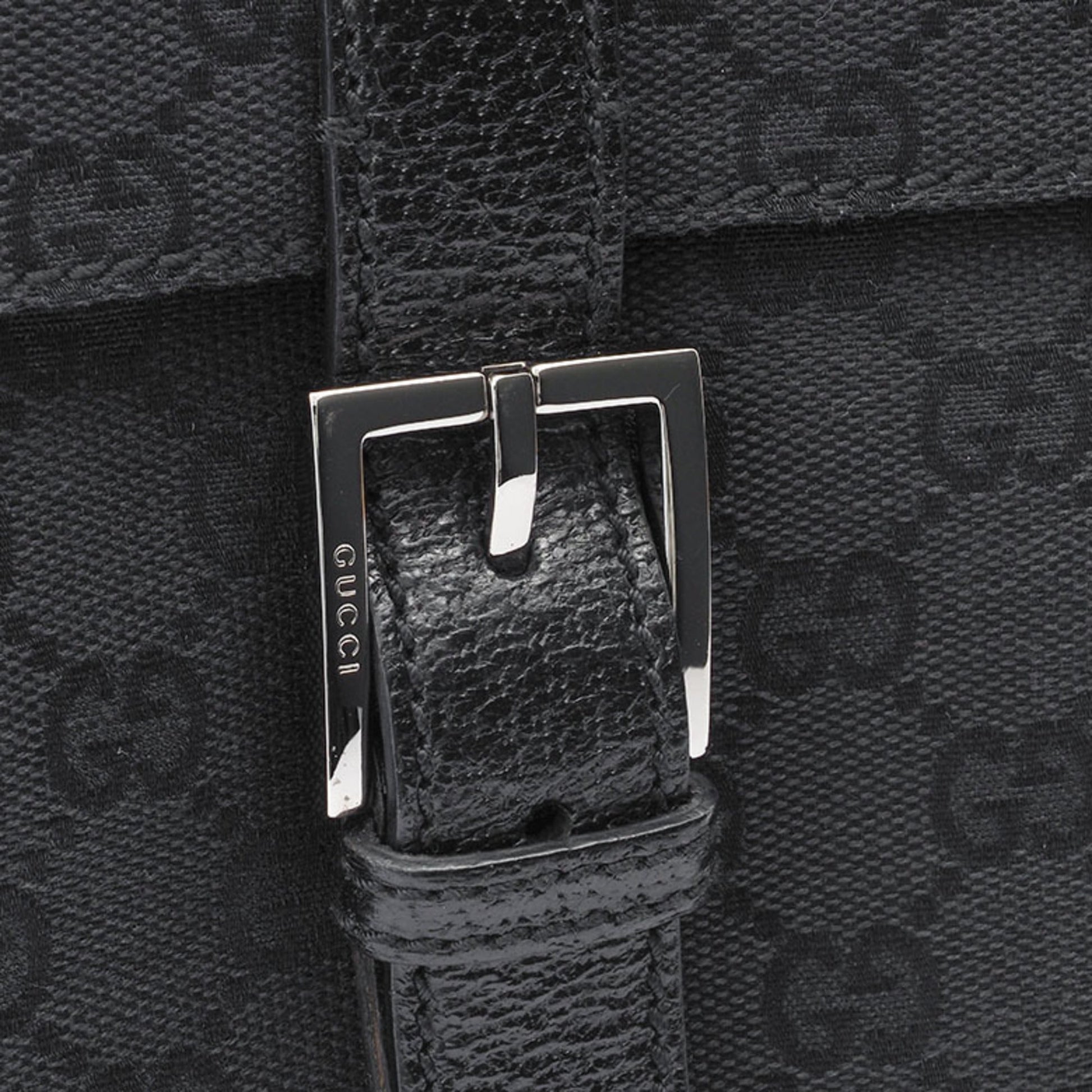 Gucci Gg Canvas Black Canvas Leather Shoulder Bag