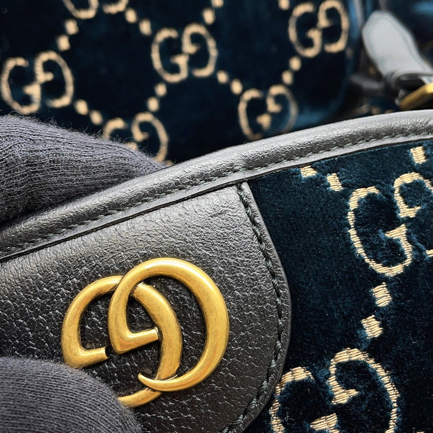 Gucci Blue Velvet Backpack