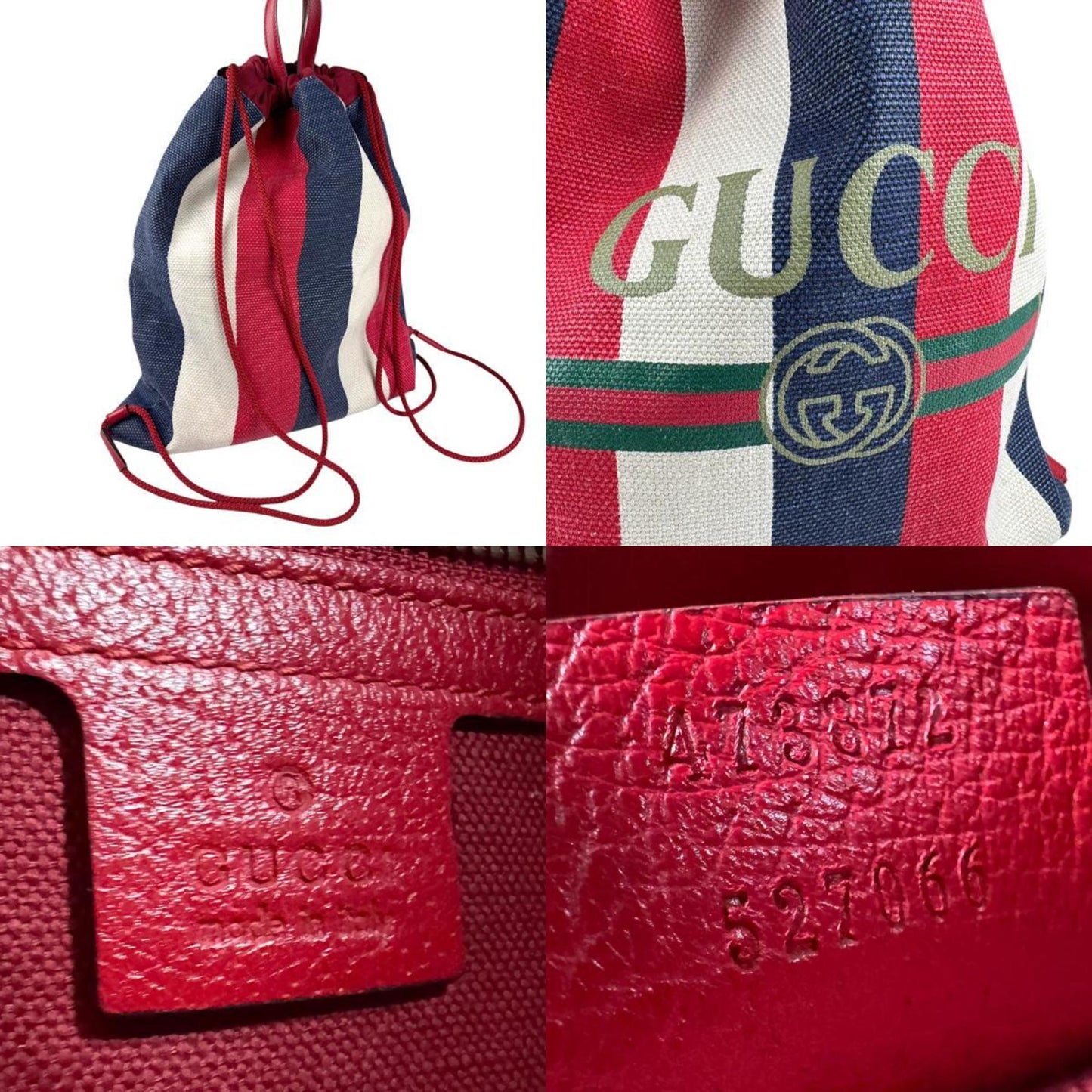 Gucci Blue Red Color White Backpack