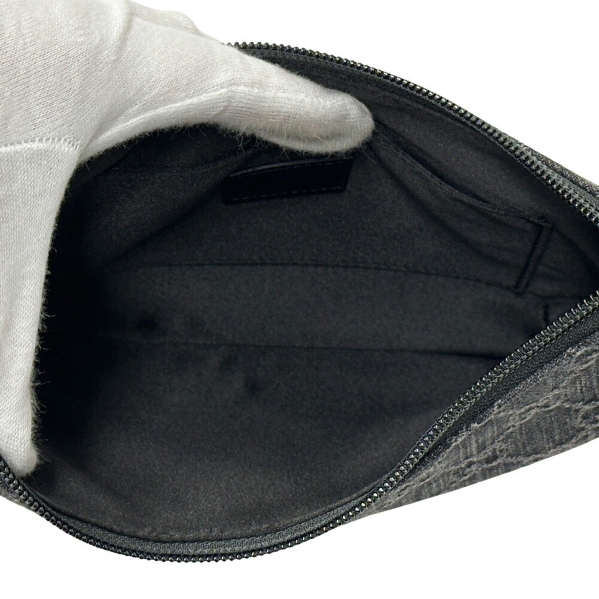 Gucci Black Gray Denim Leather Shoulder Bag