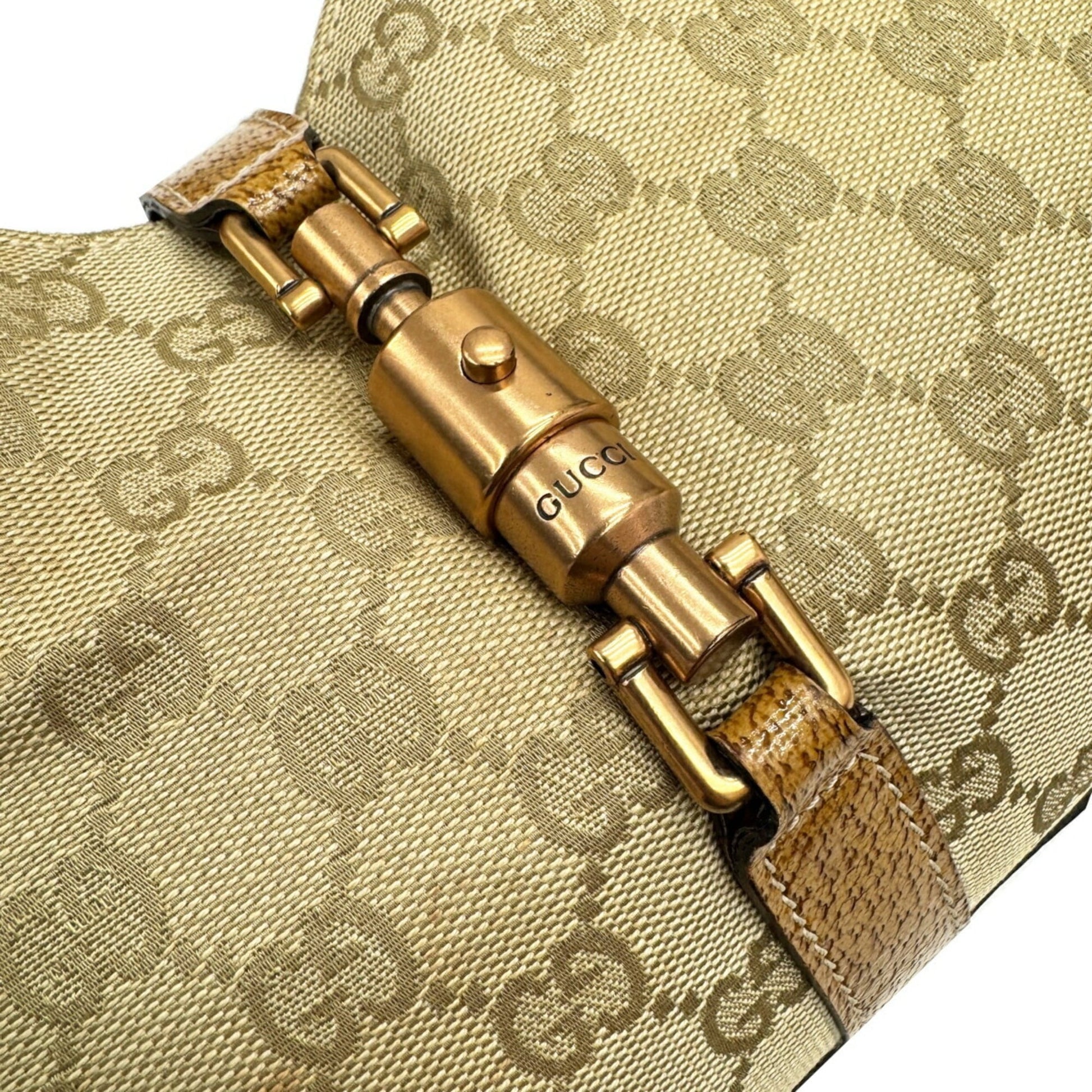 Gucci New Jackie Beige Gg Canvas Handbag