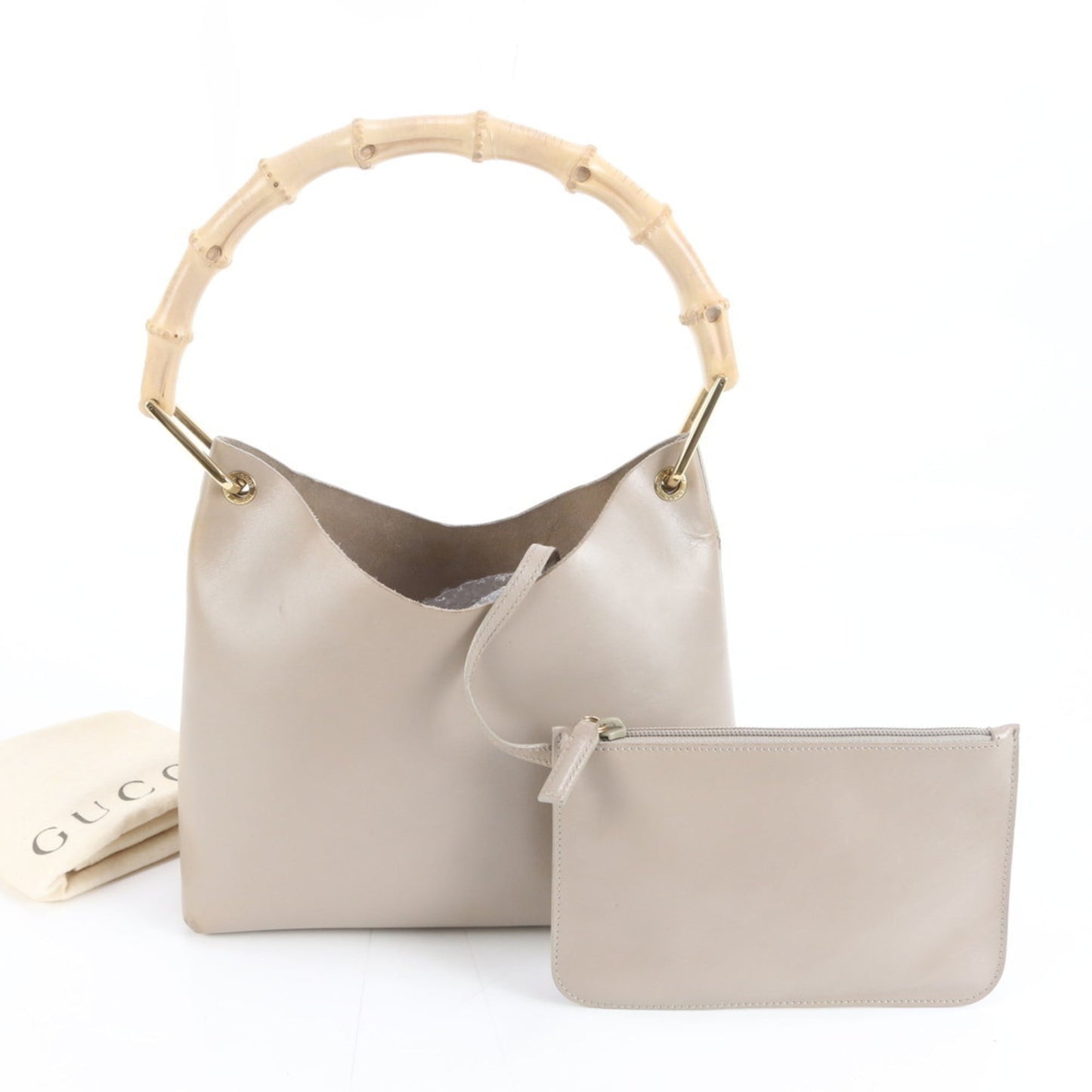 Gucci Grayish Leather Pouch Shoulder Bag
