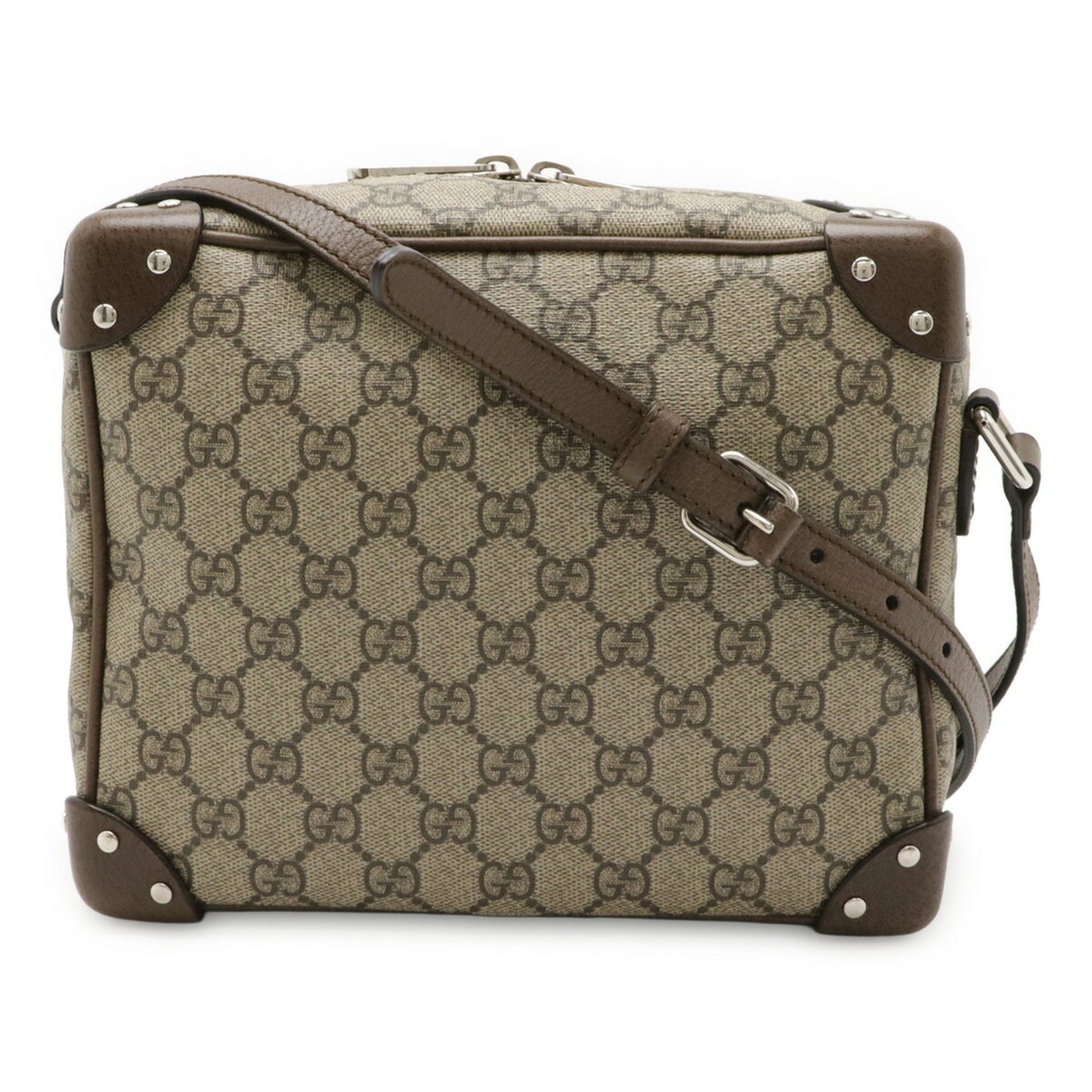 Gucci Beige Dark Brown Gg Supreme Leather Shoulder Bag