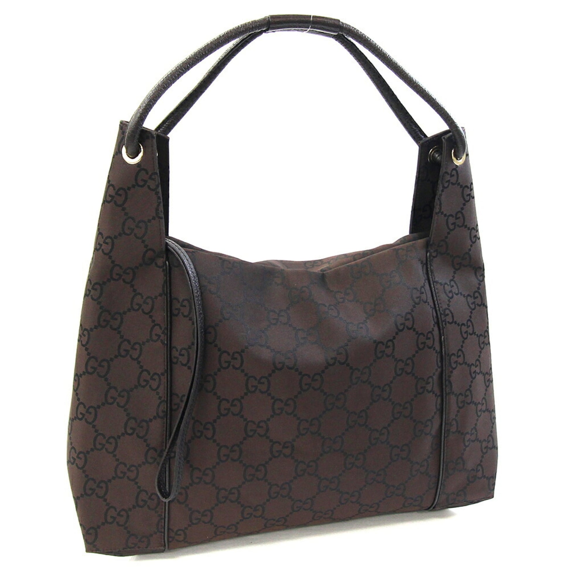 Gucci Dark Brown Nylon Leather Shoulder Bag