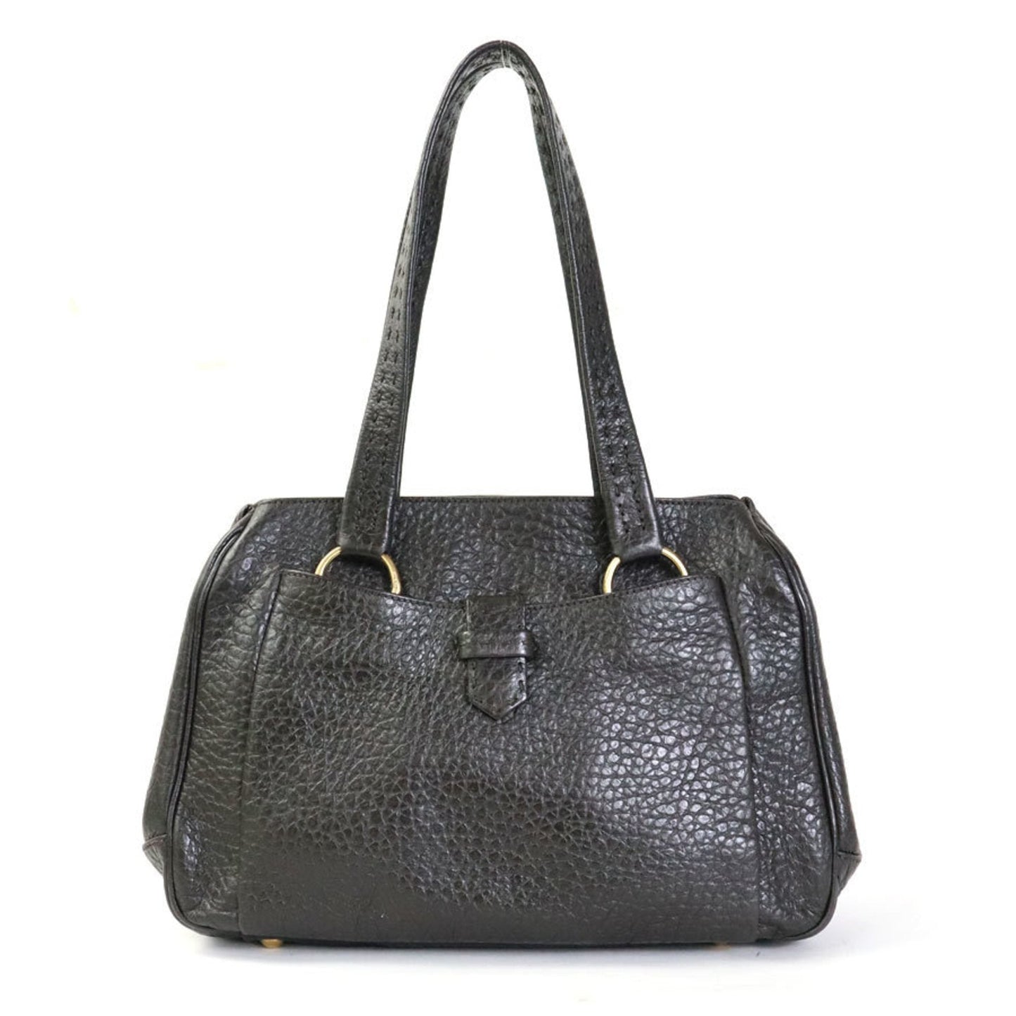 Prada Shoulder Bag Dark Ladies Leather Brown Gold