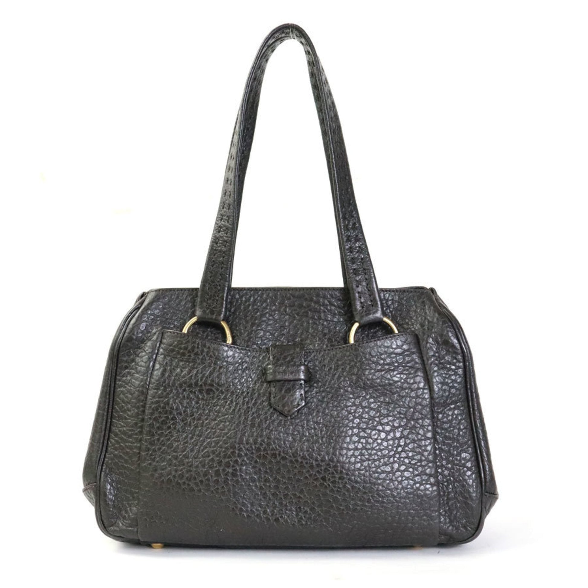 Prada Shoulder Bag Dark Ladies Leather Brown Gold