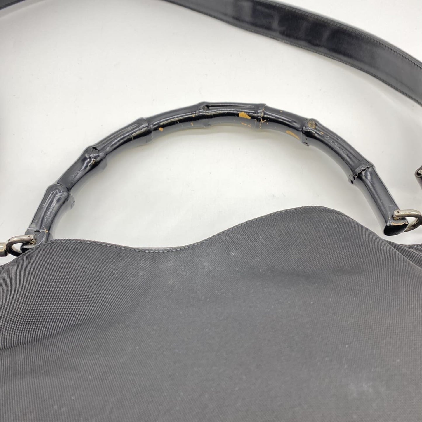 Gucci Bamboo Black Nylon Handbag Shoulder Bag