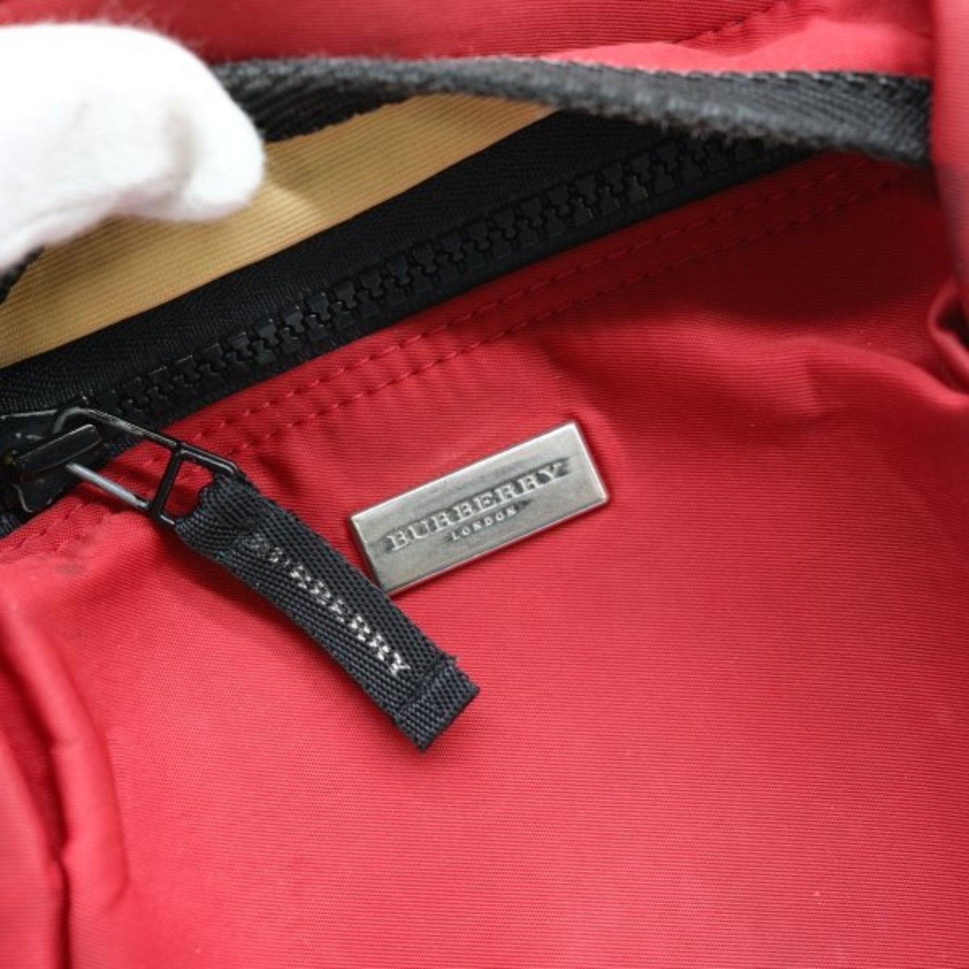 Burberry Color Shoulder Bag Sling Bag Nylon Red