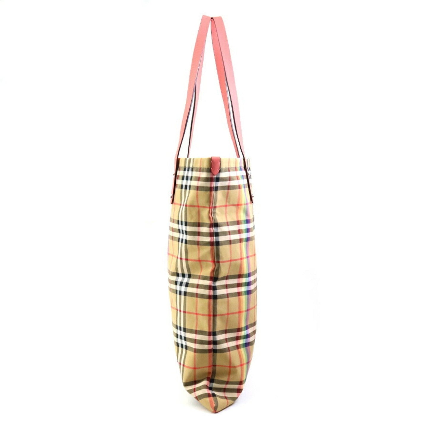 Burberry Cotton Shoulder Bag Tote Bag Leather Beige Pink