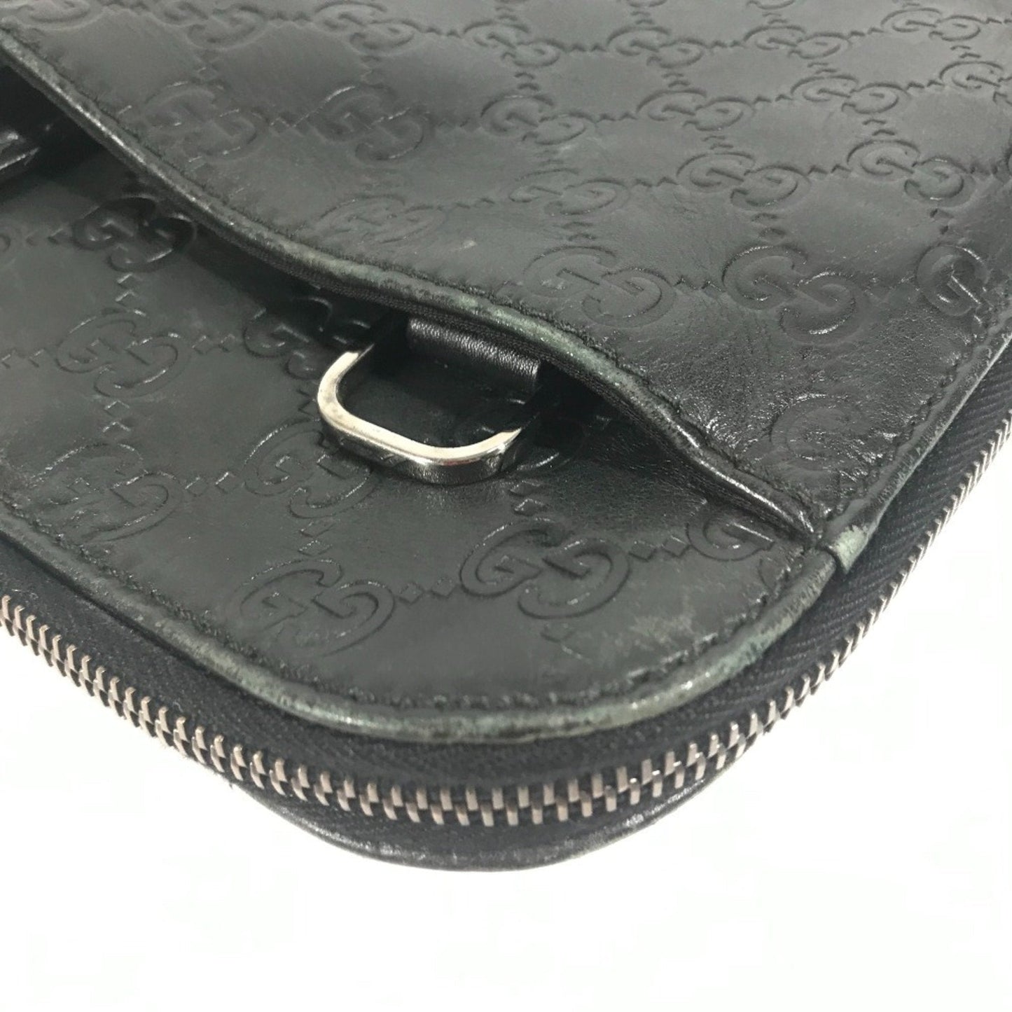 Gucci Black Gg Leather Briefcase Handbag Tote Bag