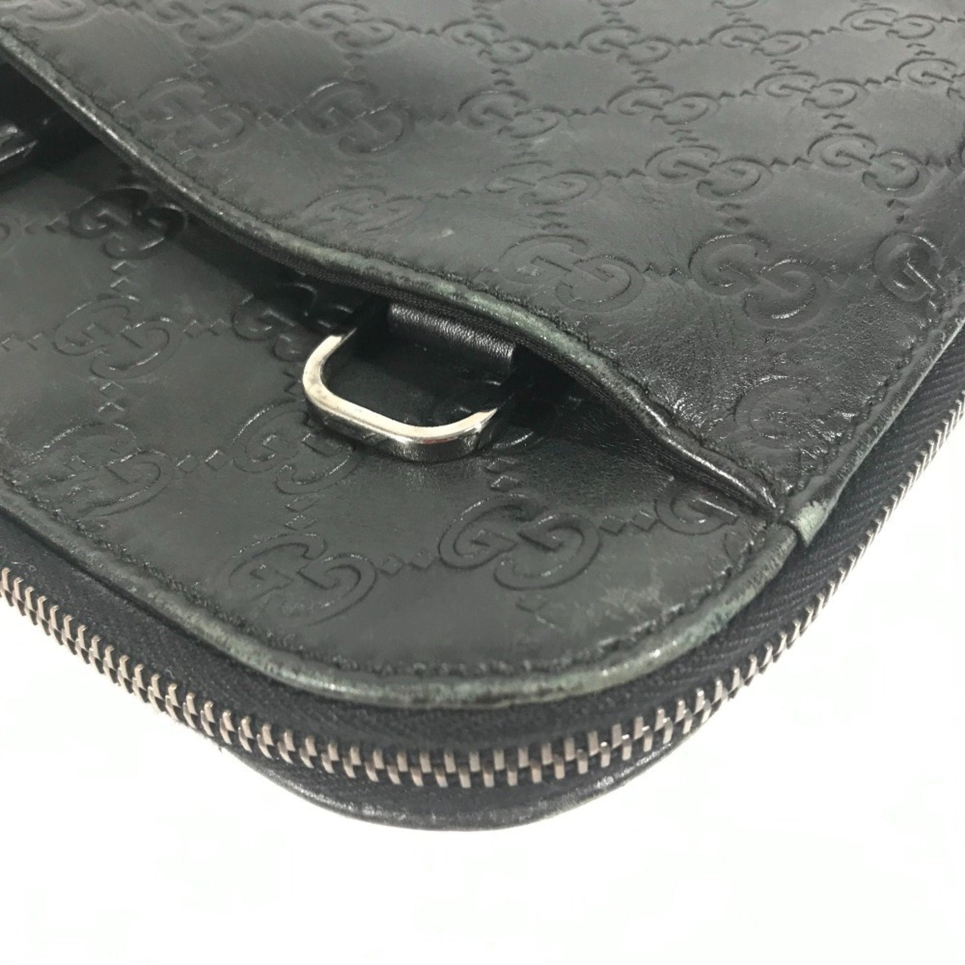 Gucci Black Gg Leather Briefcase Handbag Tote Bag