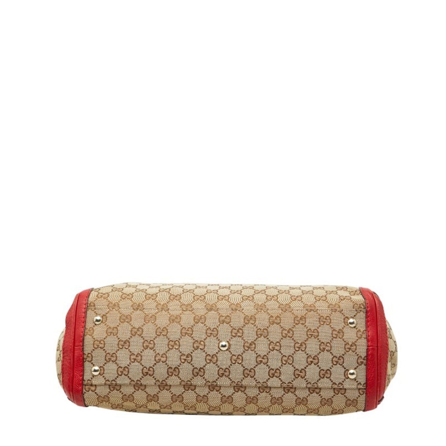 Gucci Beige Red Color Canvas Leather Tote Bag