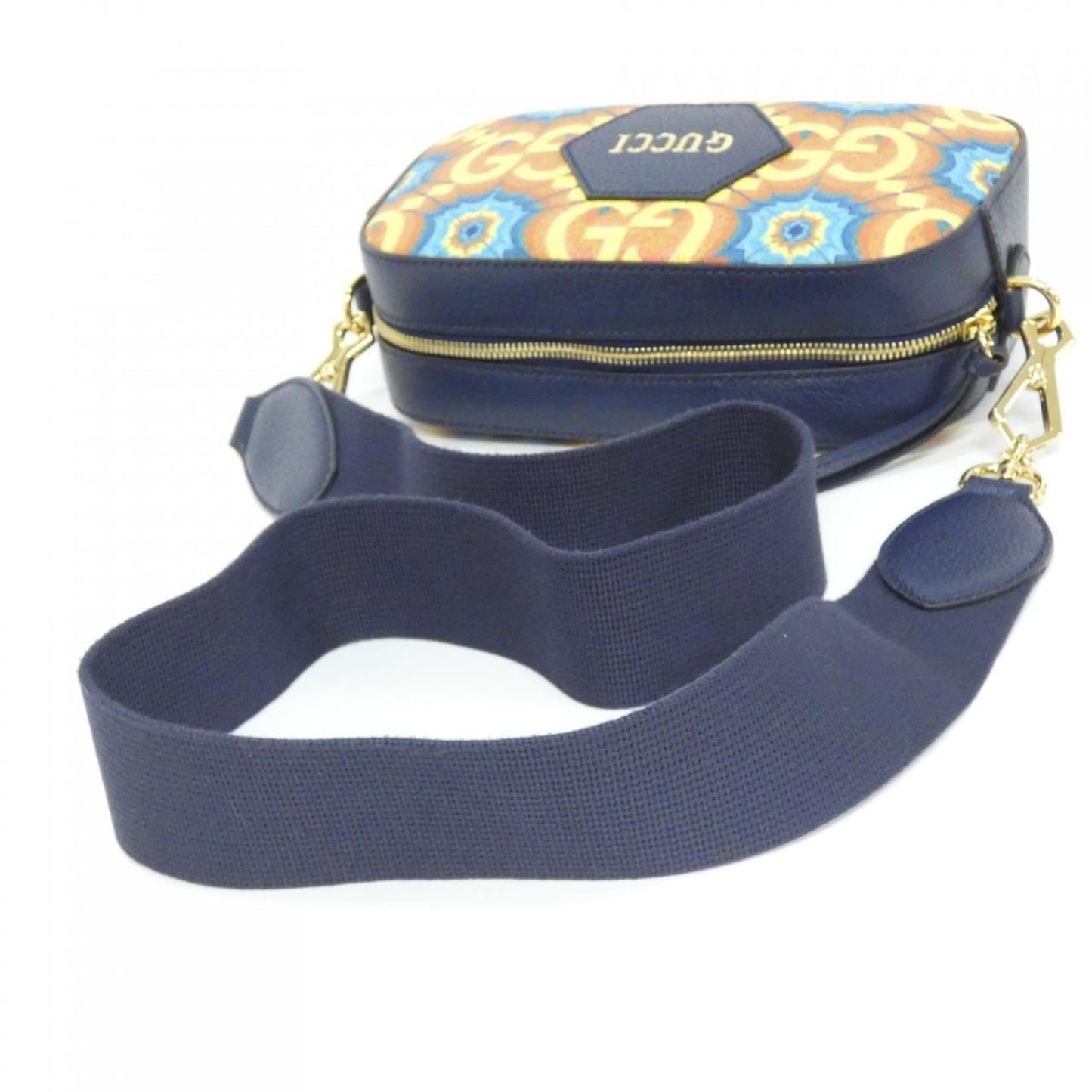 Gucci Blue Orange Coated Canvas Shoulder Bag