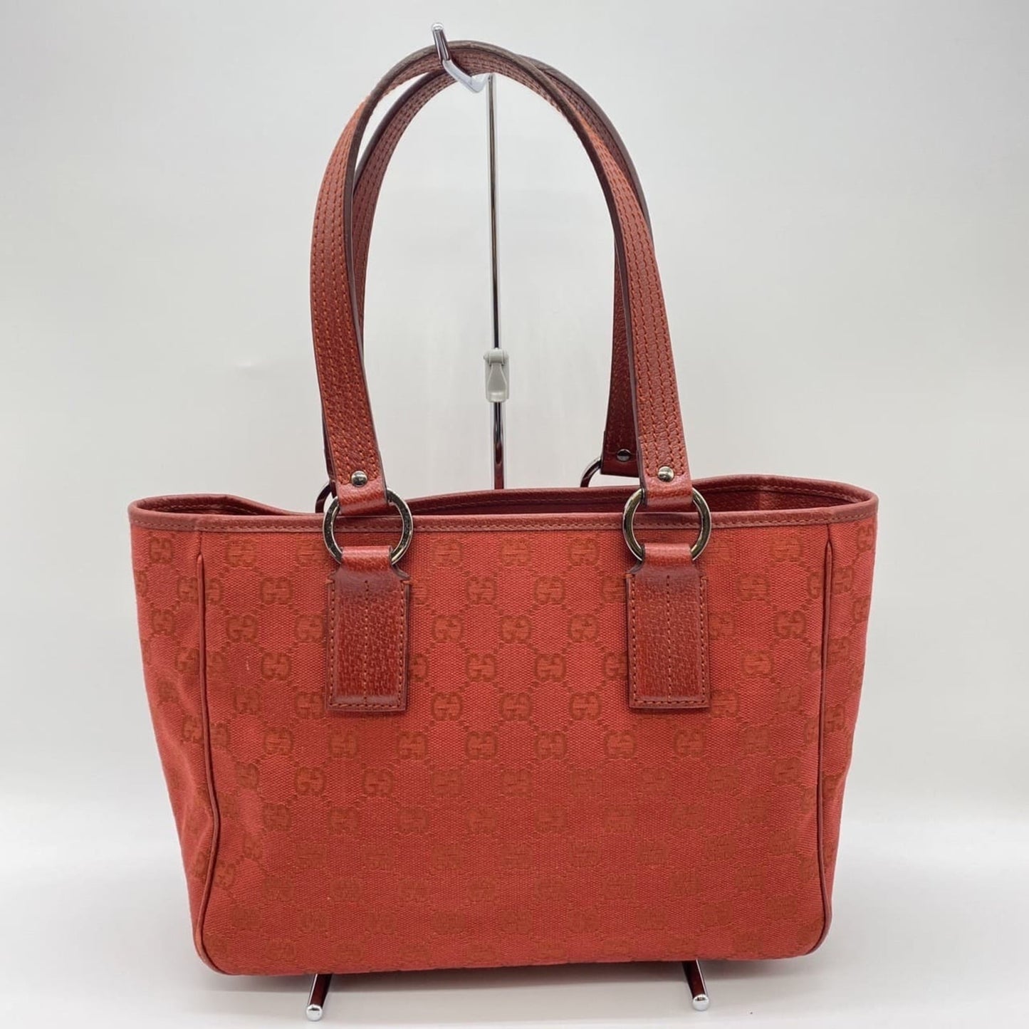 Gucci Red Color Gg Canvas Handbag Tote Bag