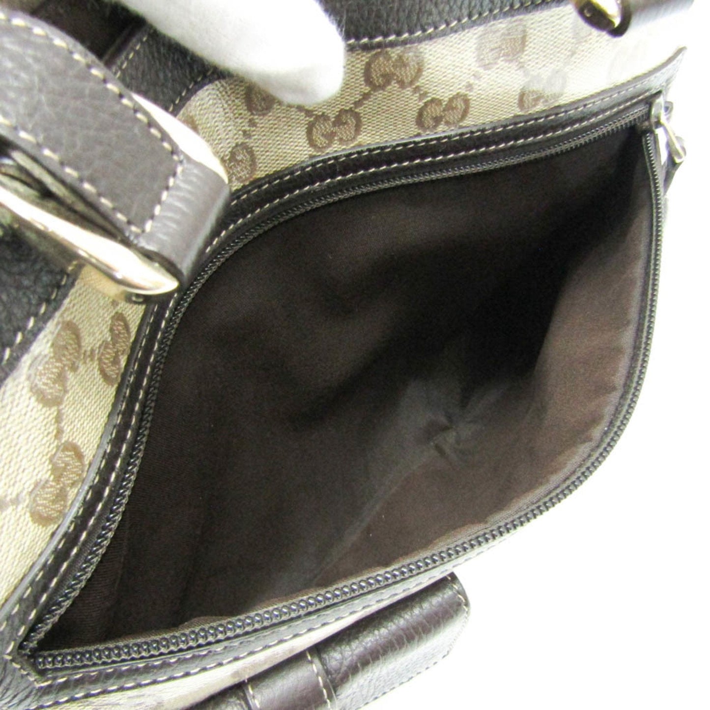 Gucci Gg Crystal Beige Dark Brown Leather Pvc Tote Bag