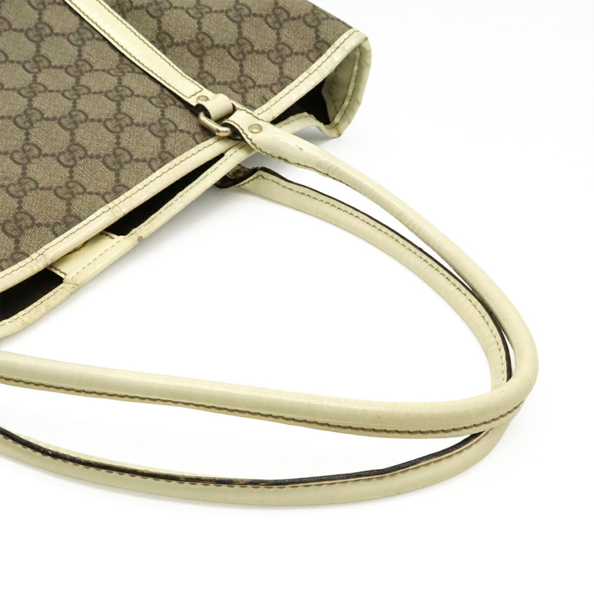 Gucci Dark Beige Ivory Gg Supreme Patent Leather Shoulder Bag Tote Bag