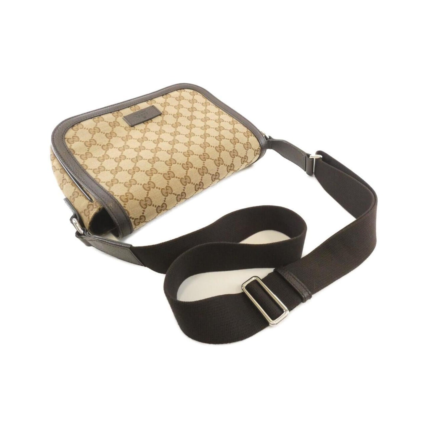 Gucci Beige Brown Gg Canvas Leather Shoulder Bag