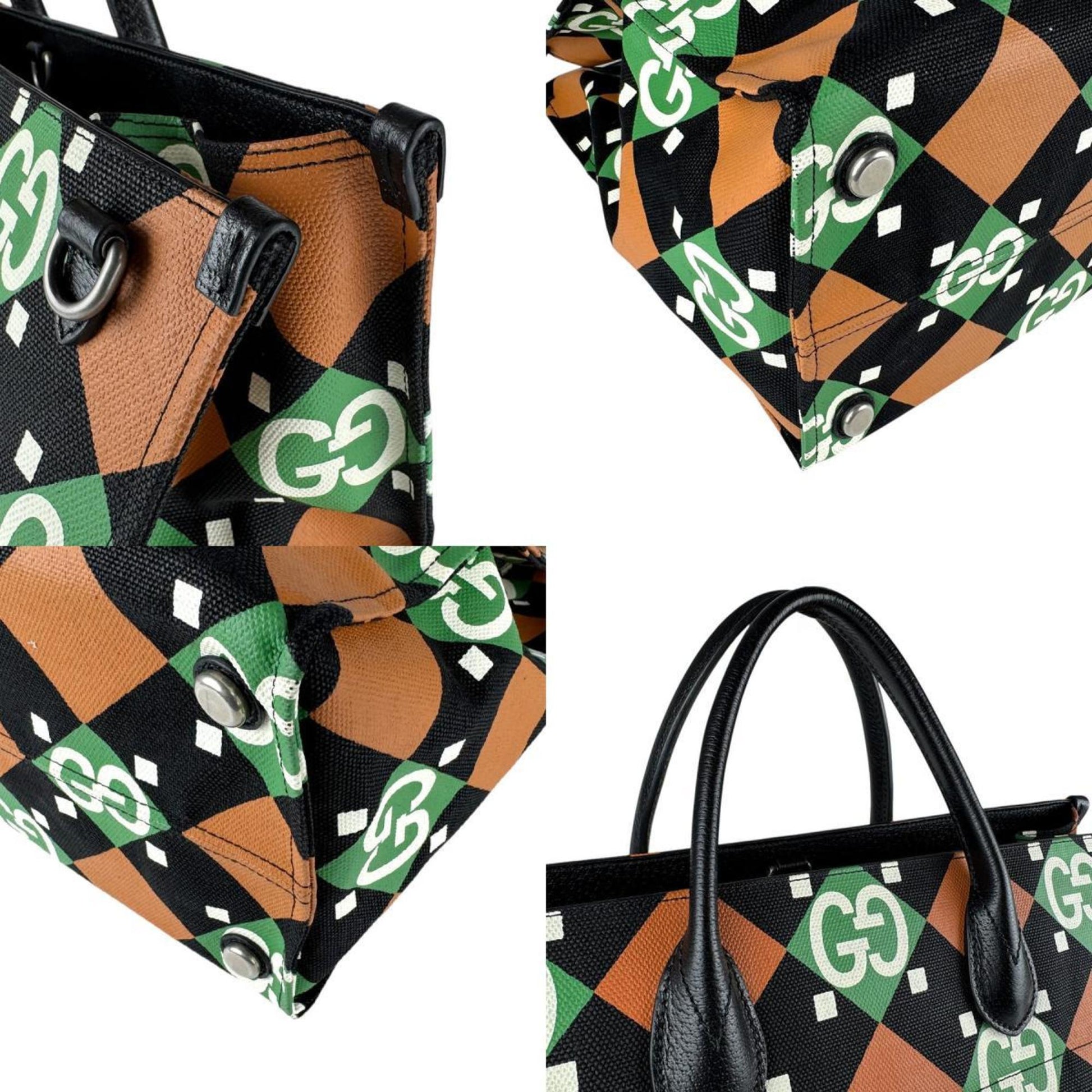 Gucci Multi-Color Coated Canvas Leather Handbag Shoulder Bag