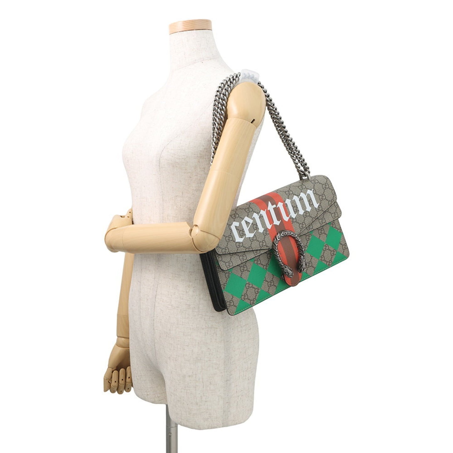 Gucci Beige Green Red Color Leather Gg Supreme Shoulder Bag
