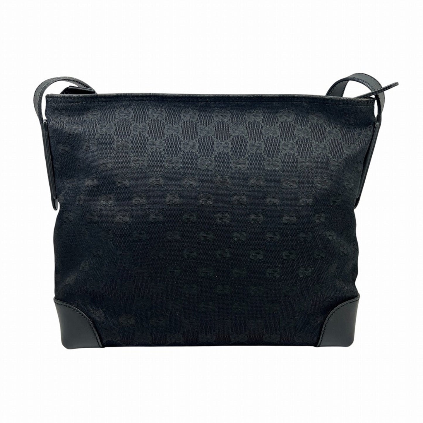 Gucci Black Gg Canvas Leather Shoulder Bag