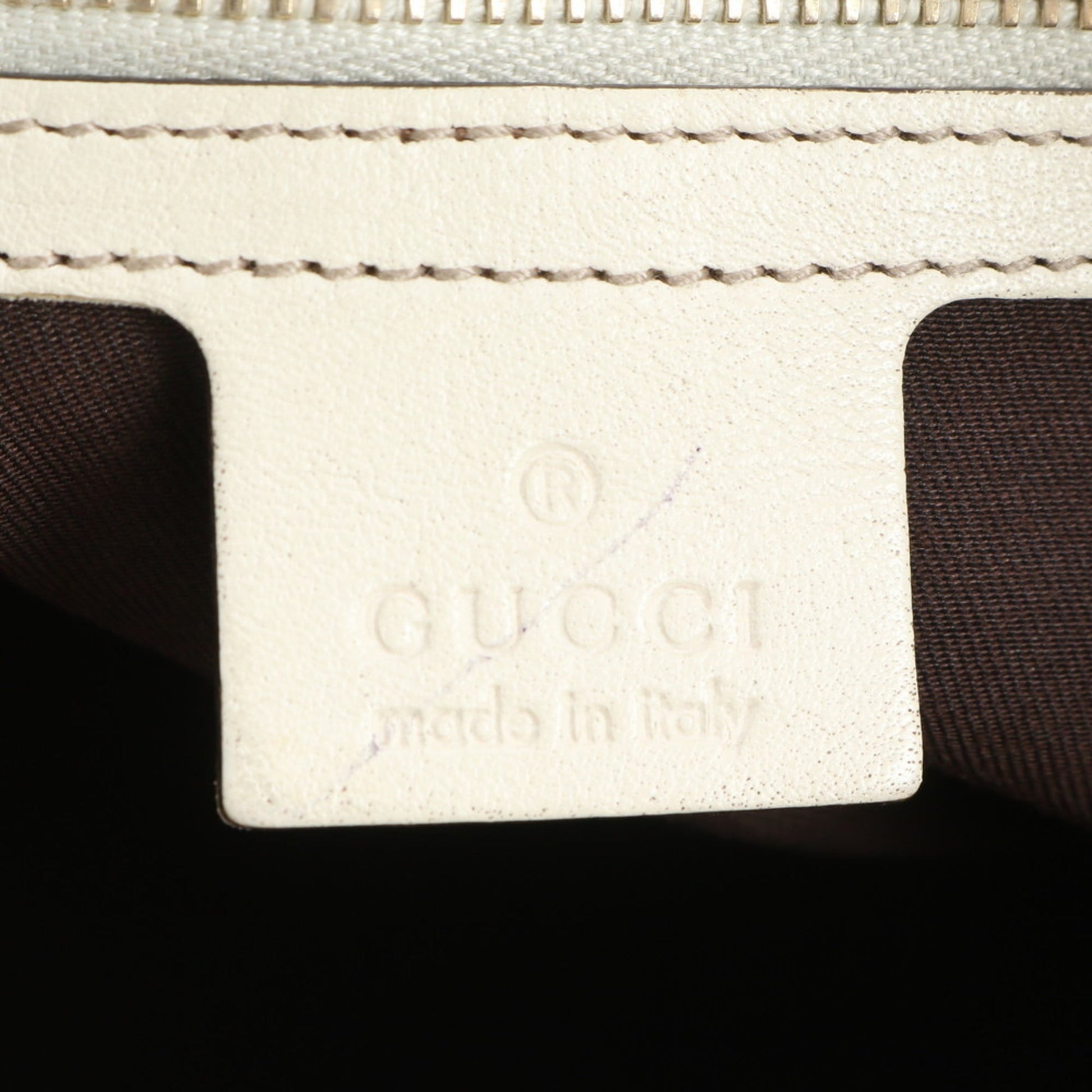 Gucci Brown White Leather Canvas Tote Bag