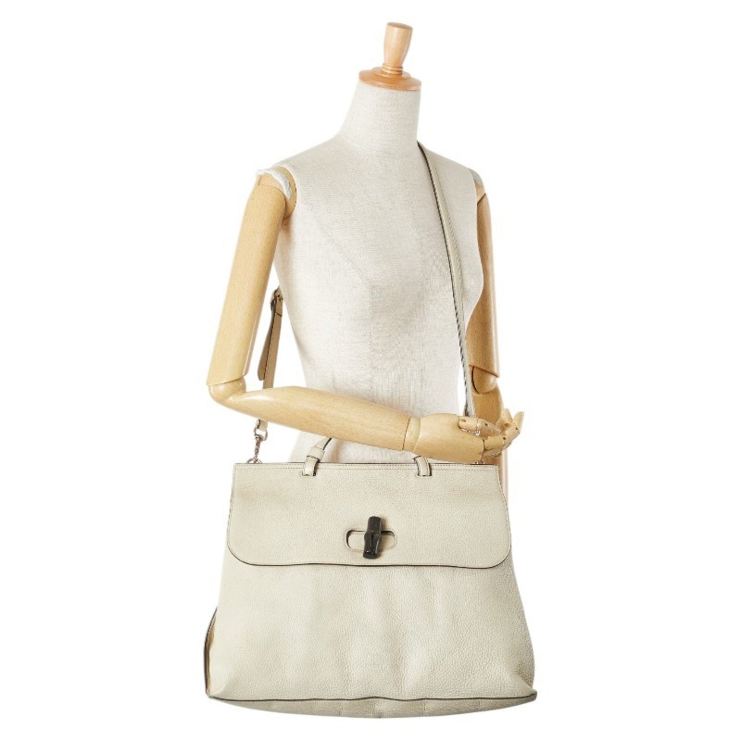Gucci White Leather Shoulder Bag Tote Bag
