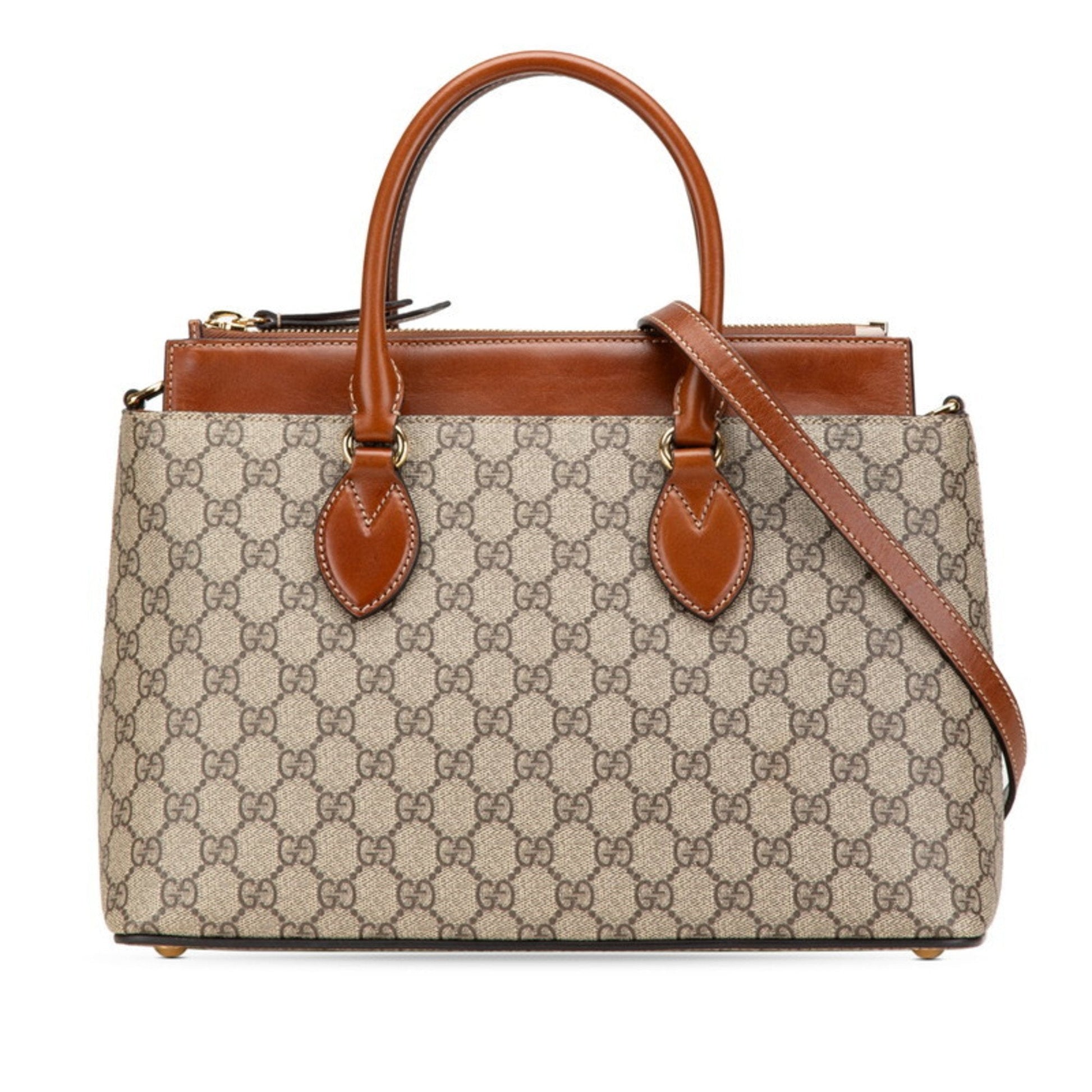Gucci Beige Brown Pvc Leather Handbag Shoulder Bag