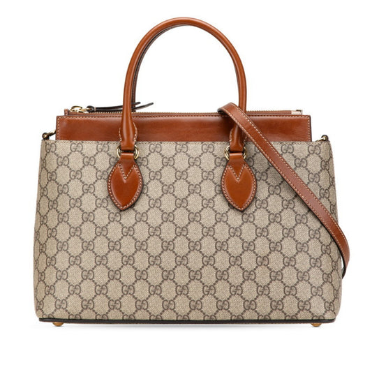 Gucci Beige Brown Pvc Leather Handbag Shoulder Bag