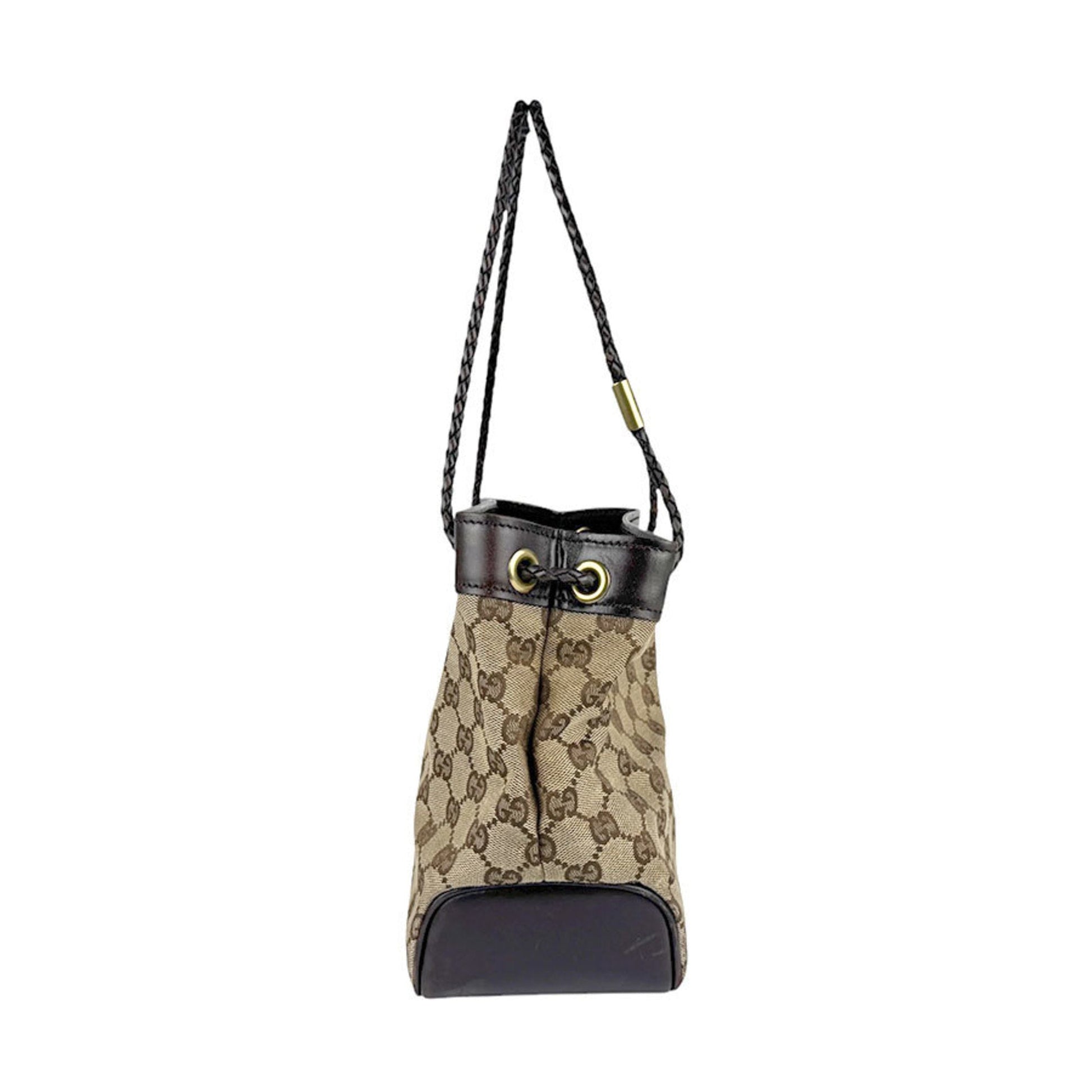 Gucci Gg Canvas Beige Brown Gg Canvas Leather Handbag