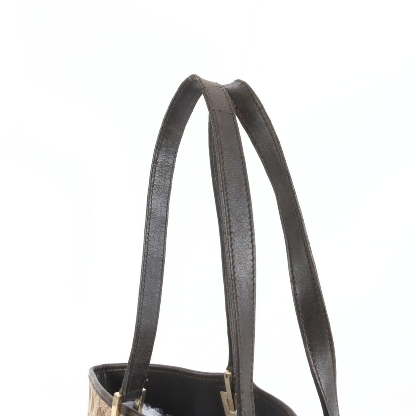 Gucci Brown Leather Canvas Tote Bag