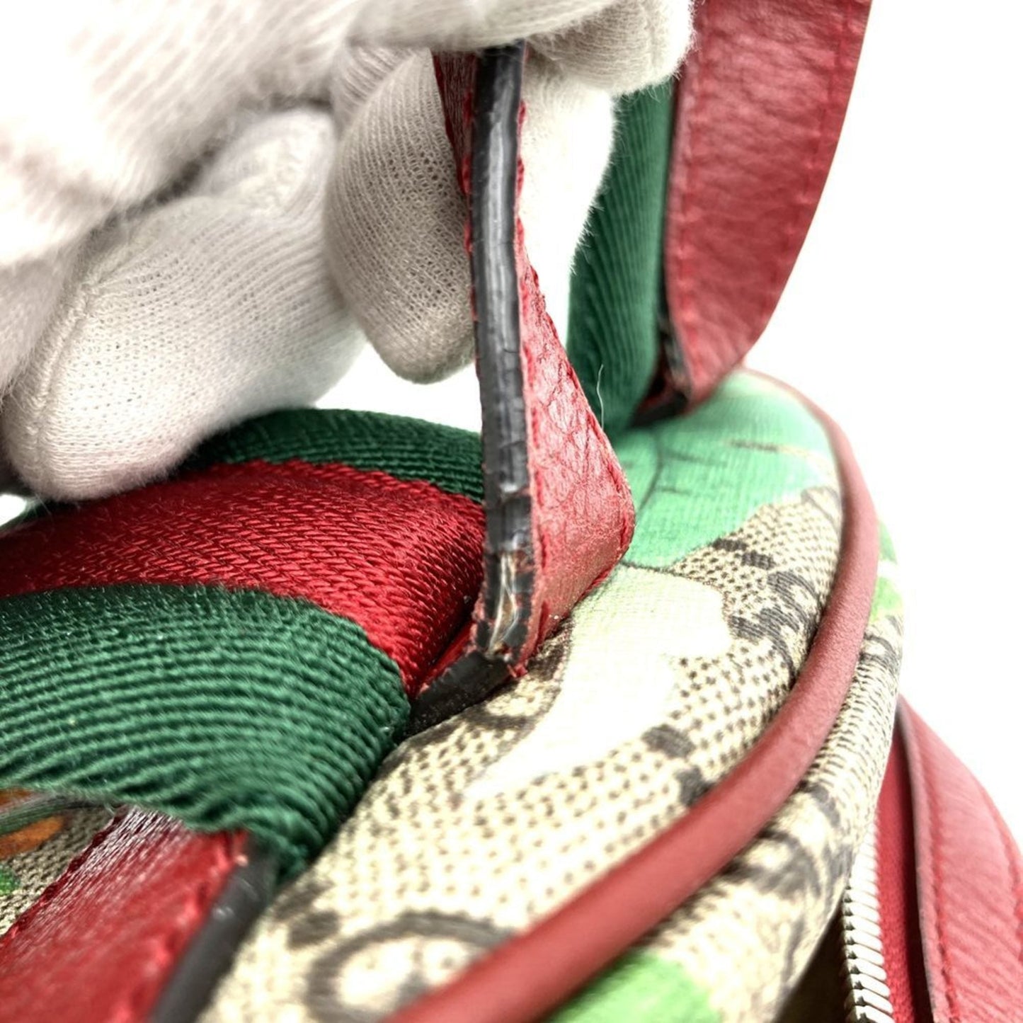 Gucci Green Multi-Color Red Color Yellow Gg Supreme Canvas Leather Backpack