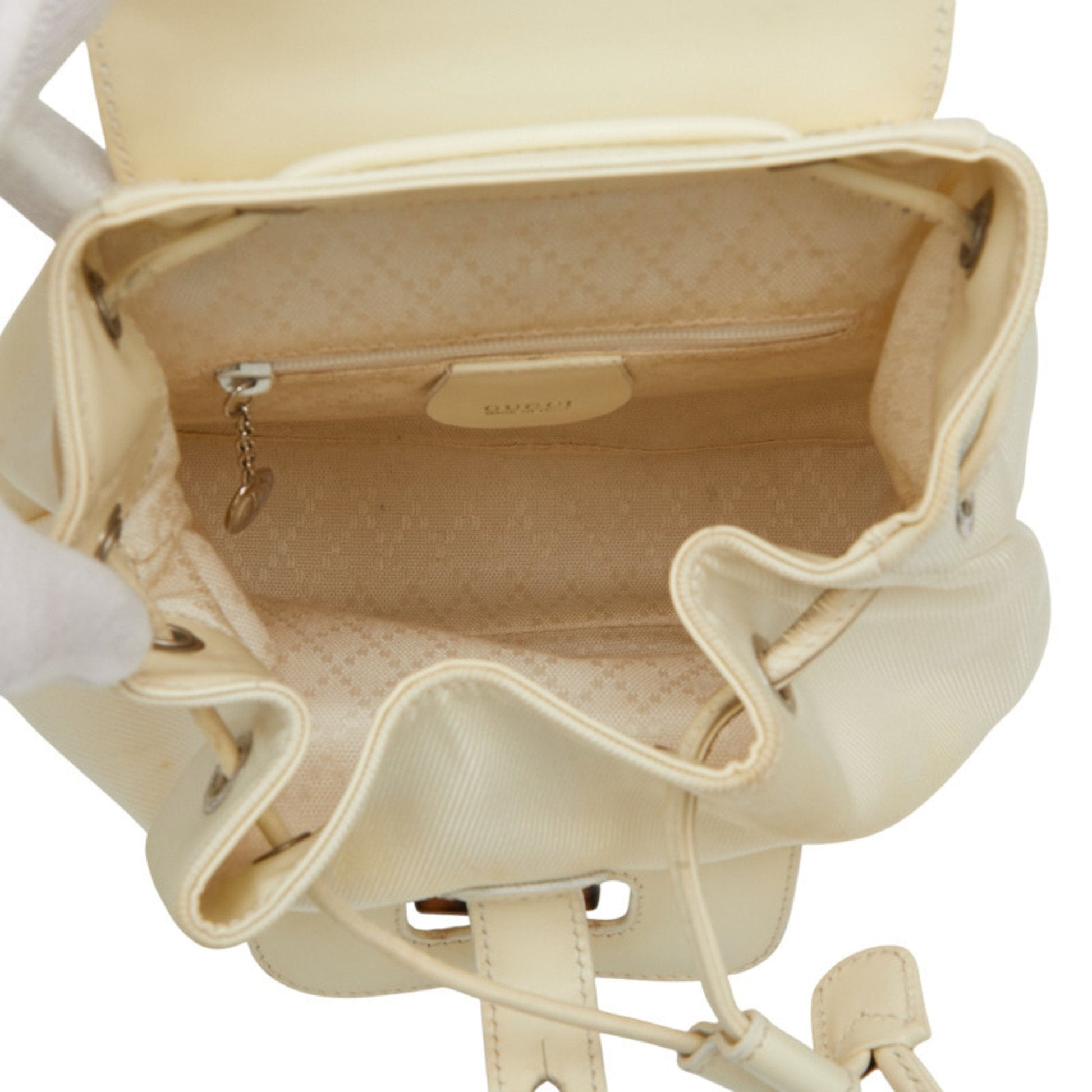 Gucci White Nylon Leather Backpack