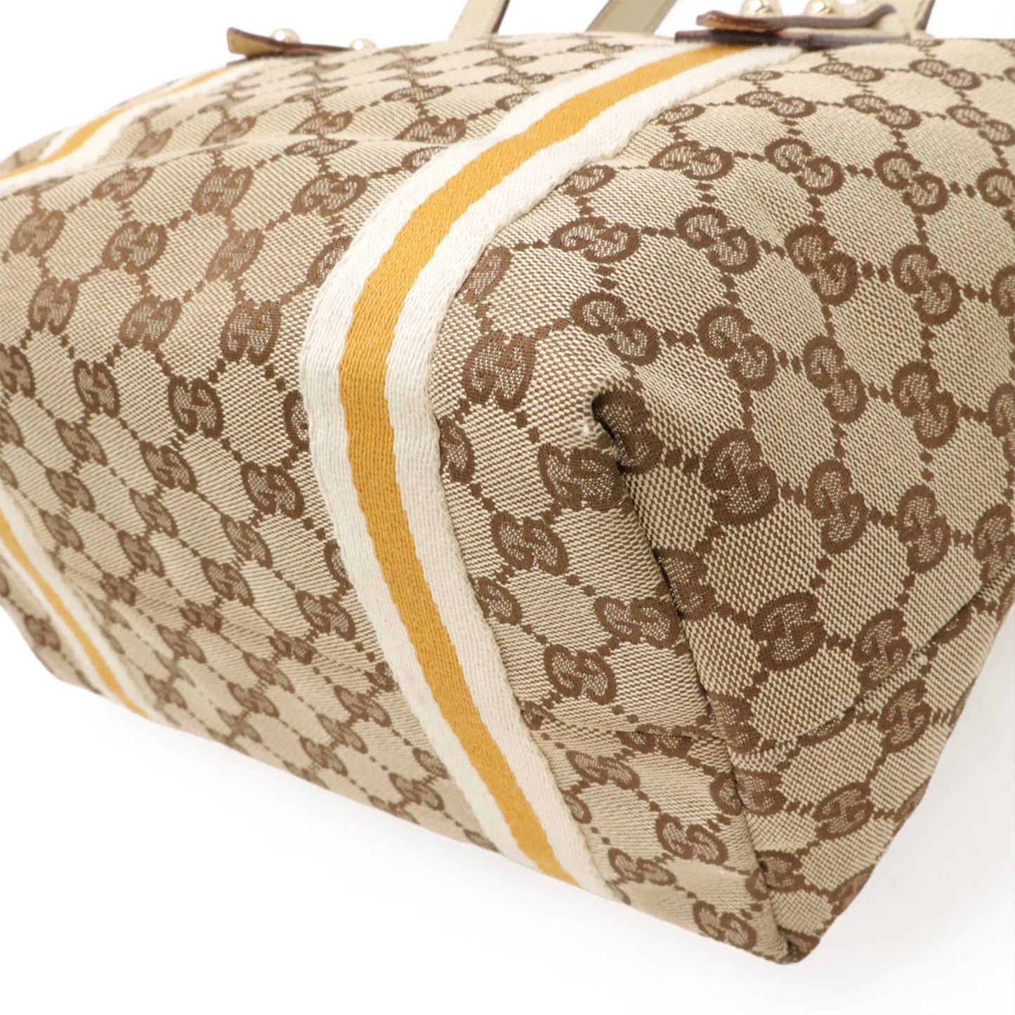 Gucci Gg Canvas Beige Ivory Khaki Mustard Gg Canvas Leather Shoulder Bag Tote Bag