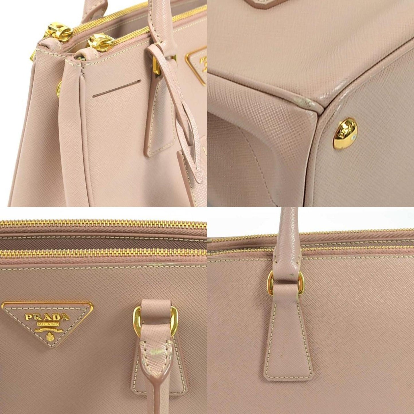 Prada Handbag Shoulder Bag Ladies Leather Beige Pink