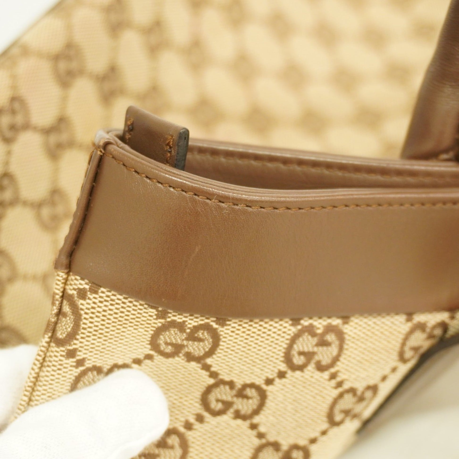Gucci Beige Brown Canvas Tote Bag