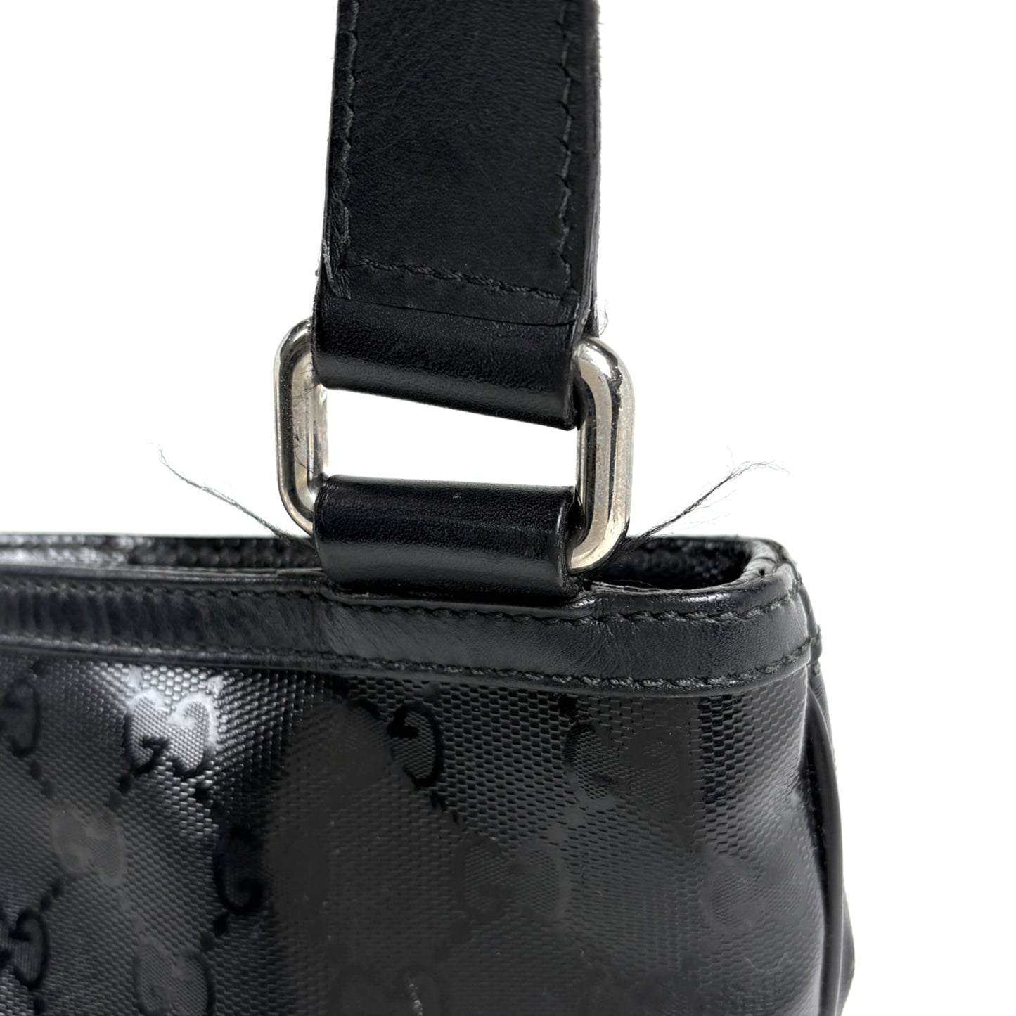 Gucci Black Coated Canvas Leather Shoulder Bag