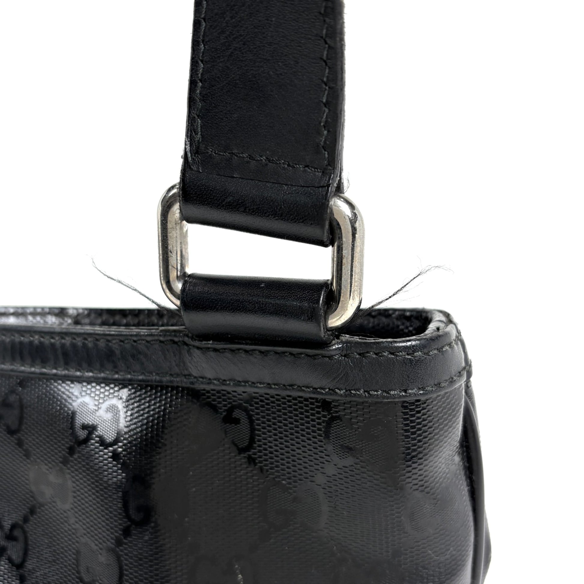 Gucci Black Coated Canvas Leather Shoulder Bag