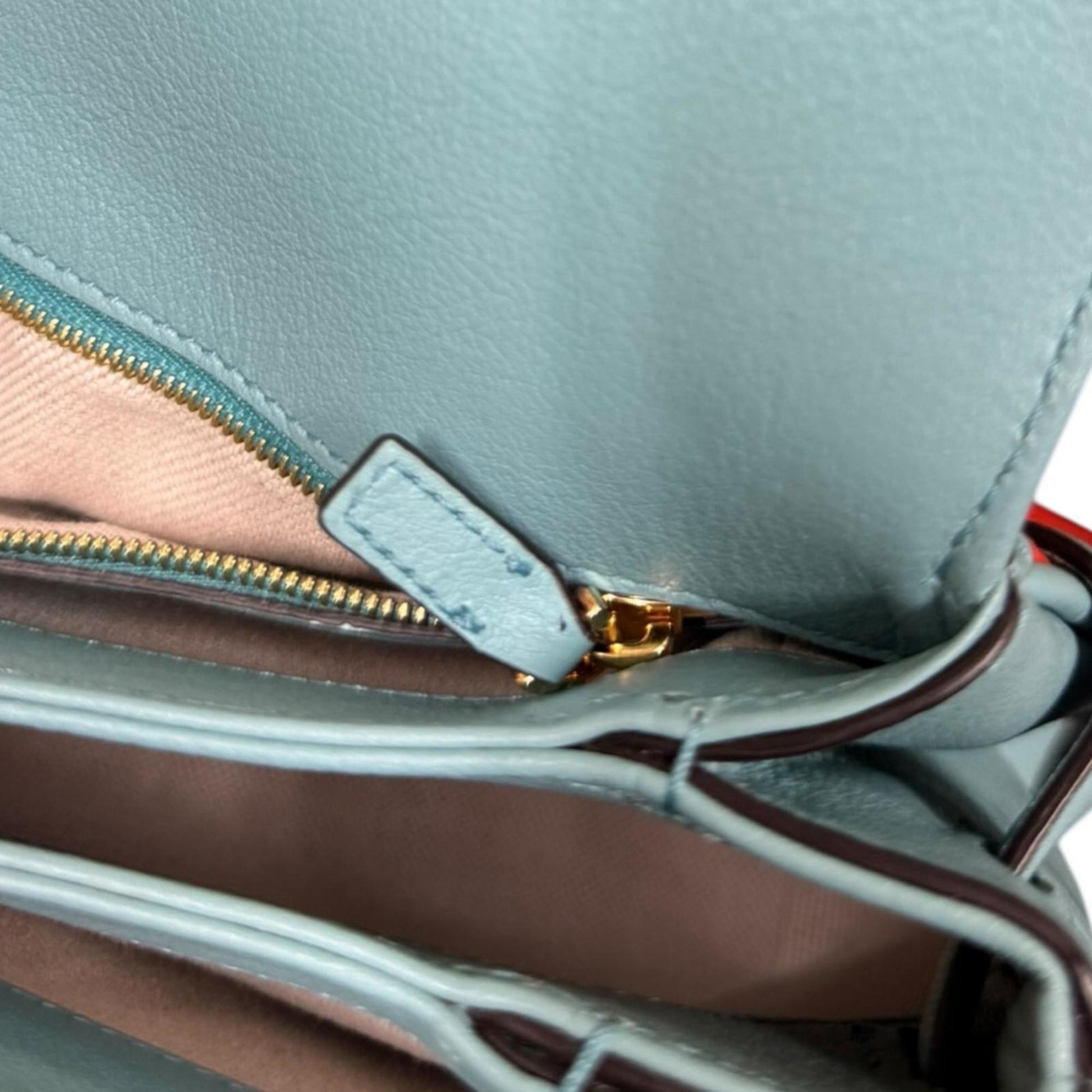 Gucci Light Blue Orange Leather Shoulder Bag