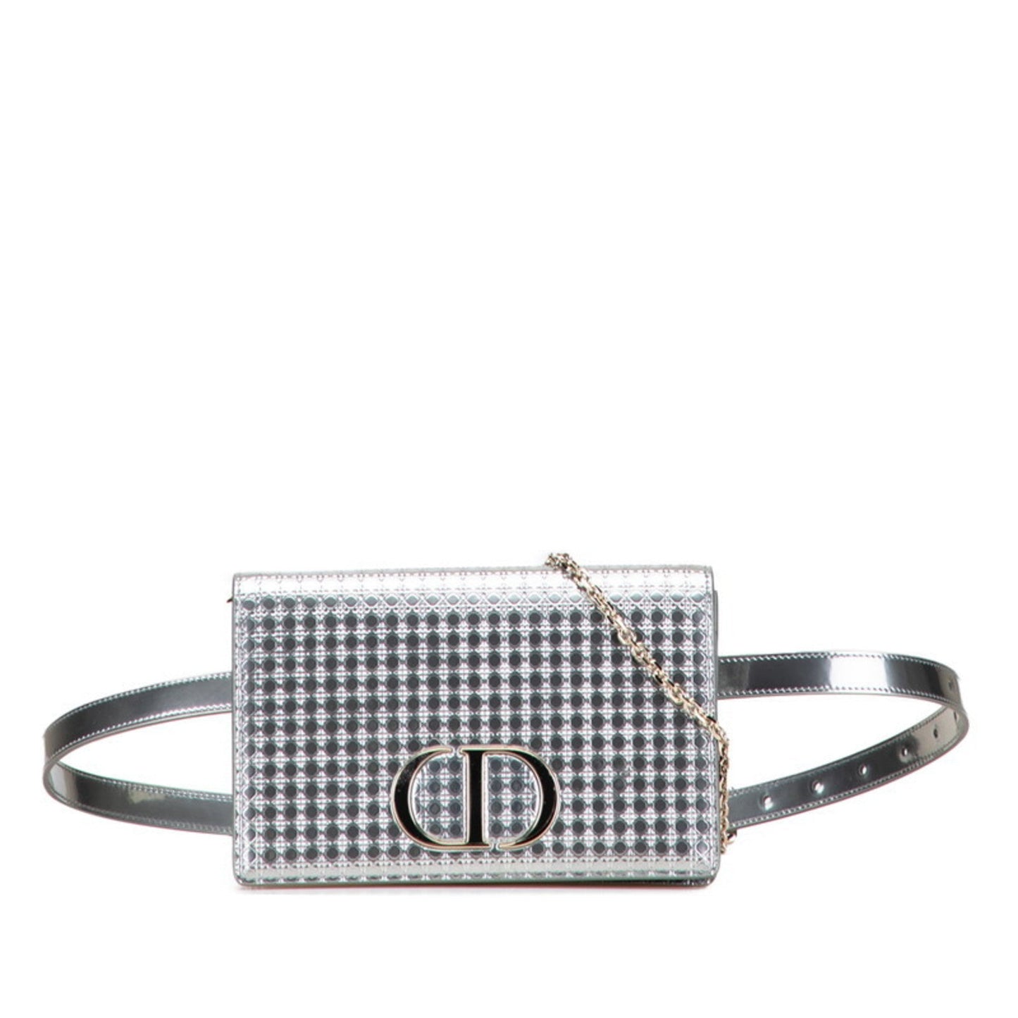 Dior Handbag Christian Shoulder Bag Leather Silver
