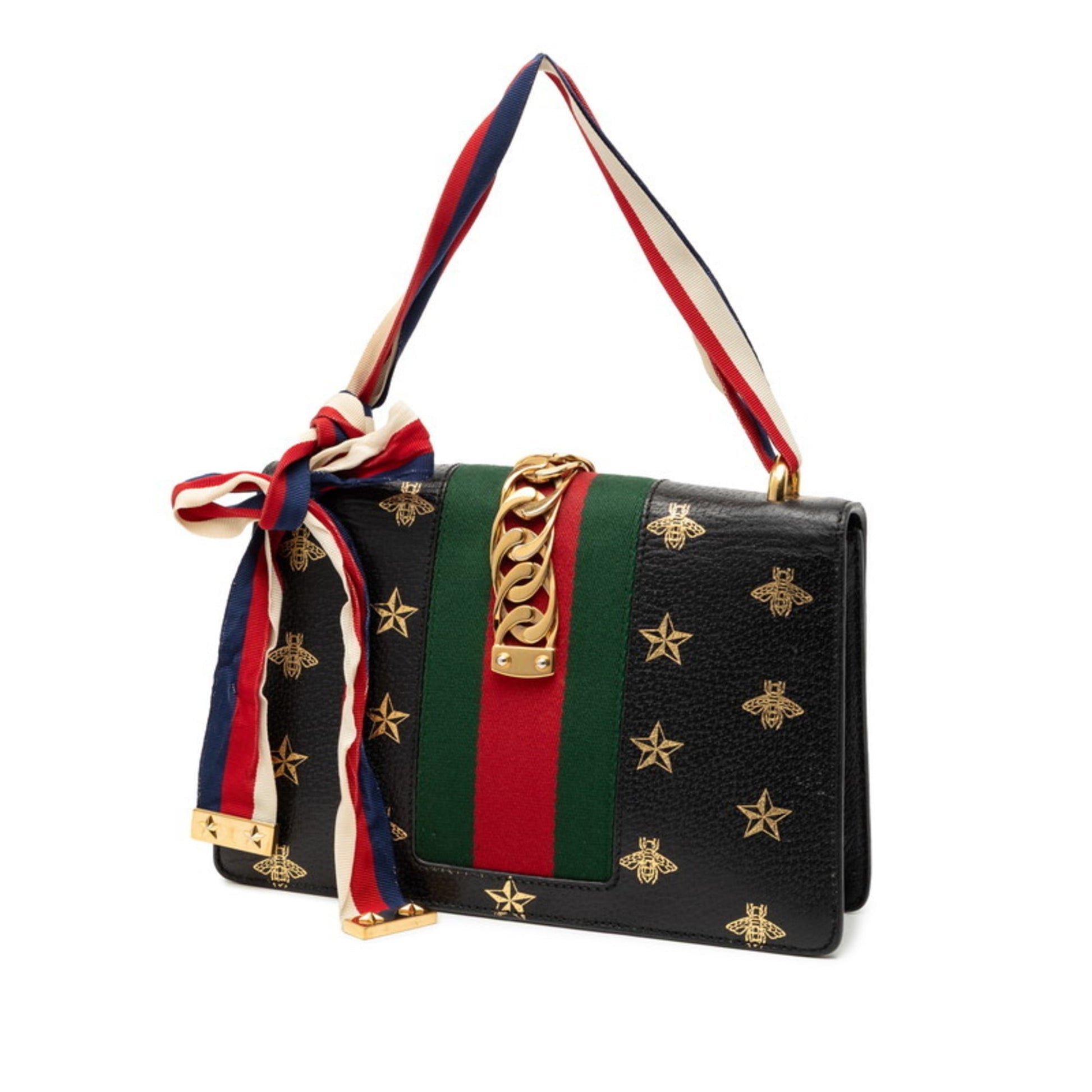 Gucci Black Multi-Color Leather Handbag