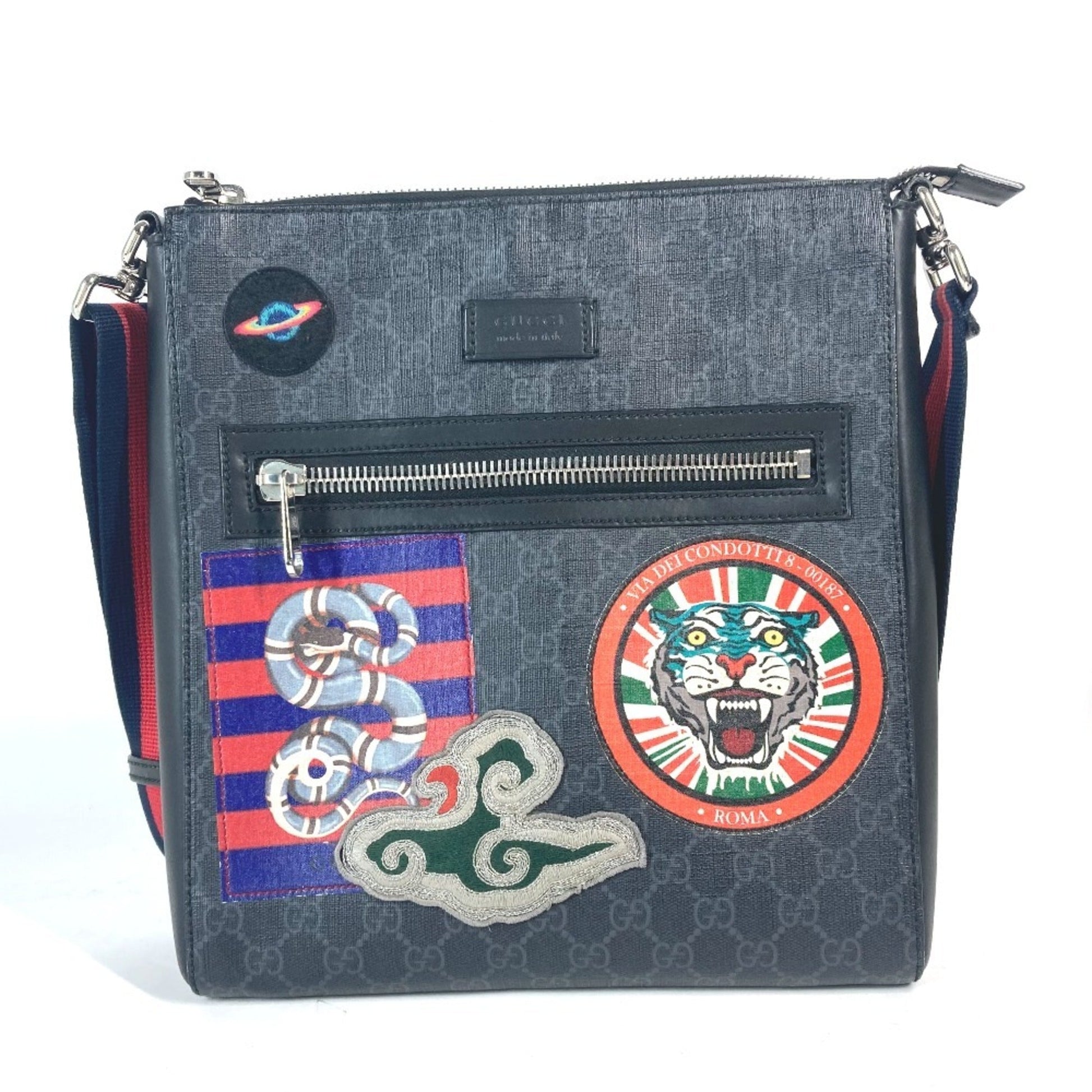 Gucci Black Multi-Color Gg Supreme Messenger Bag Shoulder Bag