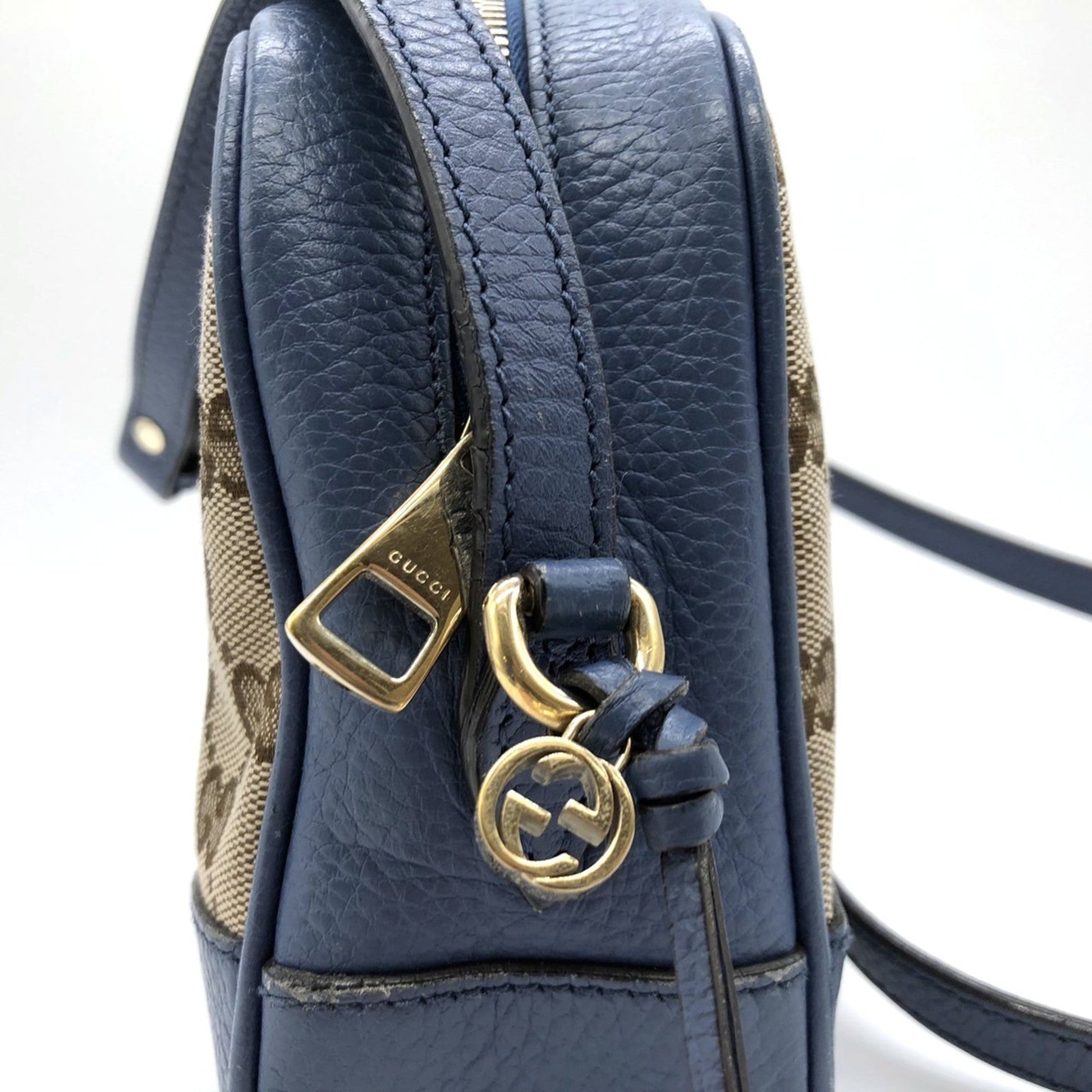 Gucci Brown Gg Canvas Leather Shoulder Bag