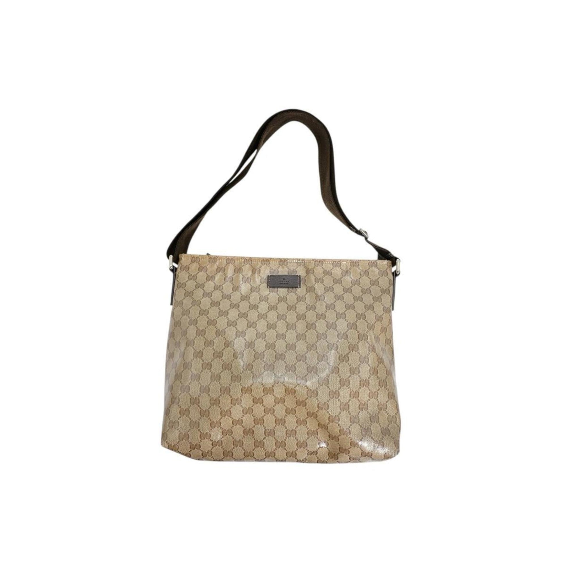 Gucci Brown Coated Canvas Pvc Shoulder Bag