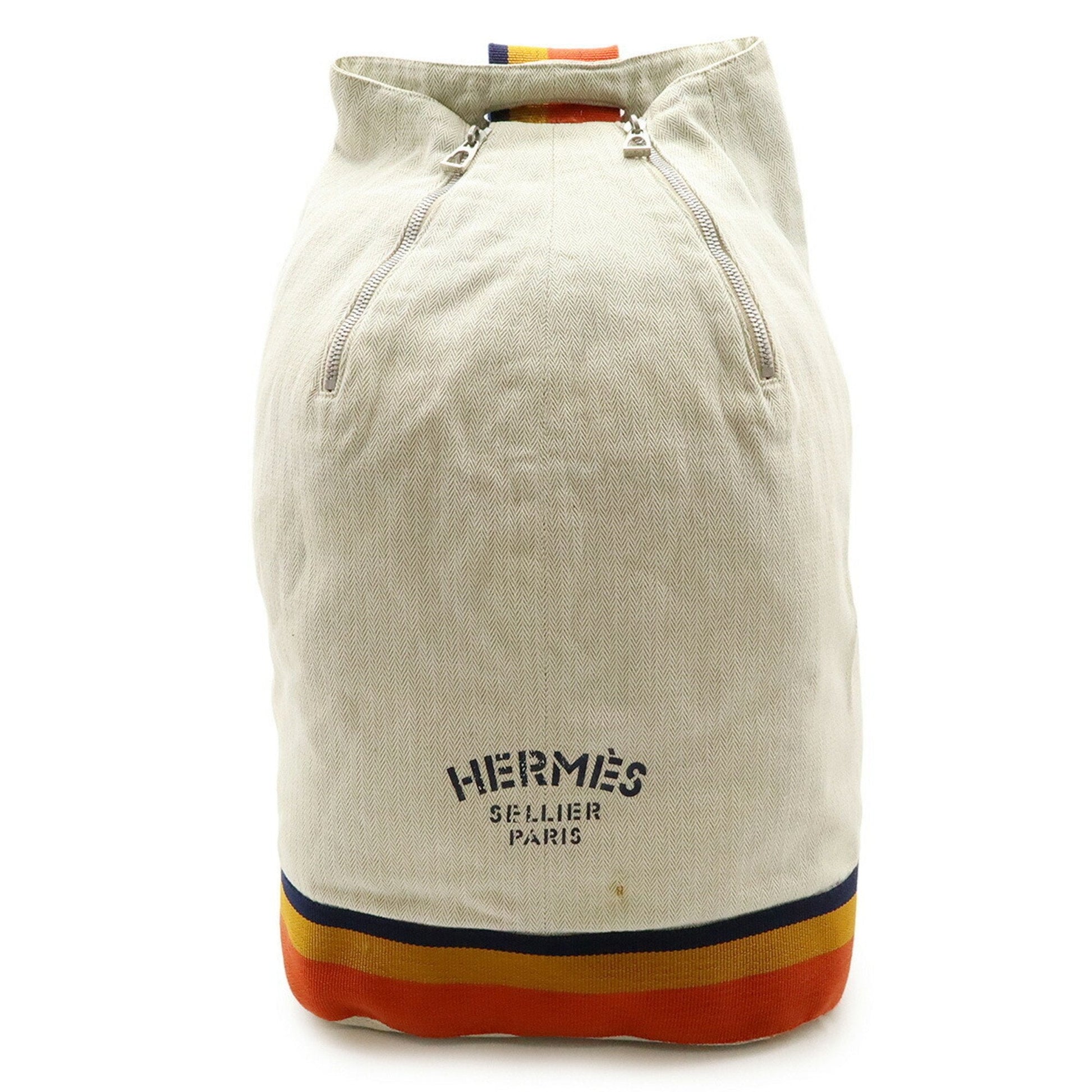 Hermes Natural Shoulder Bag Sling Bag Canvas Yellow Orange