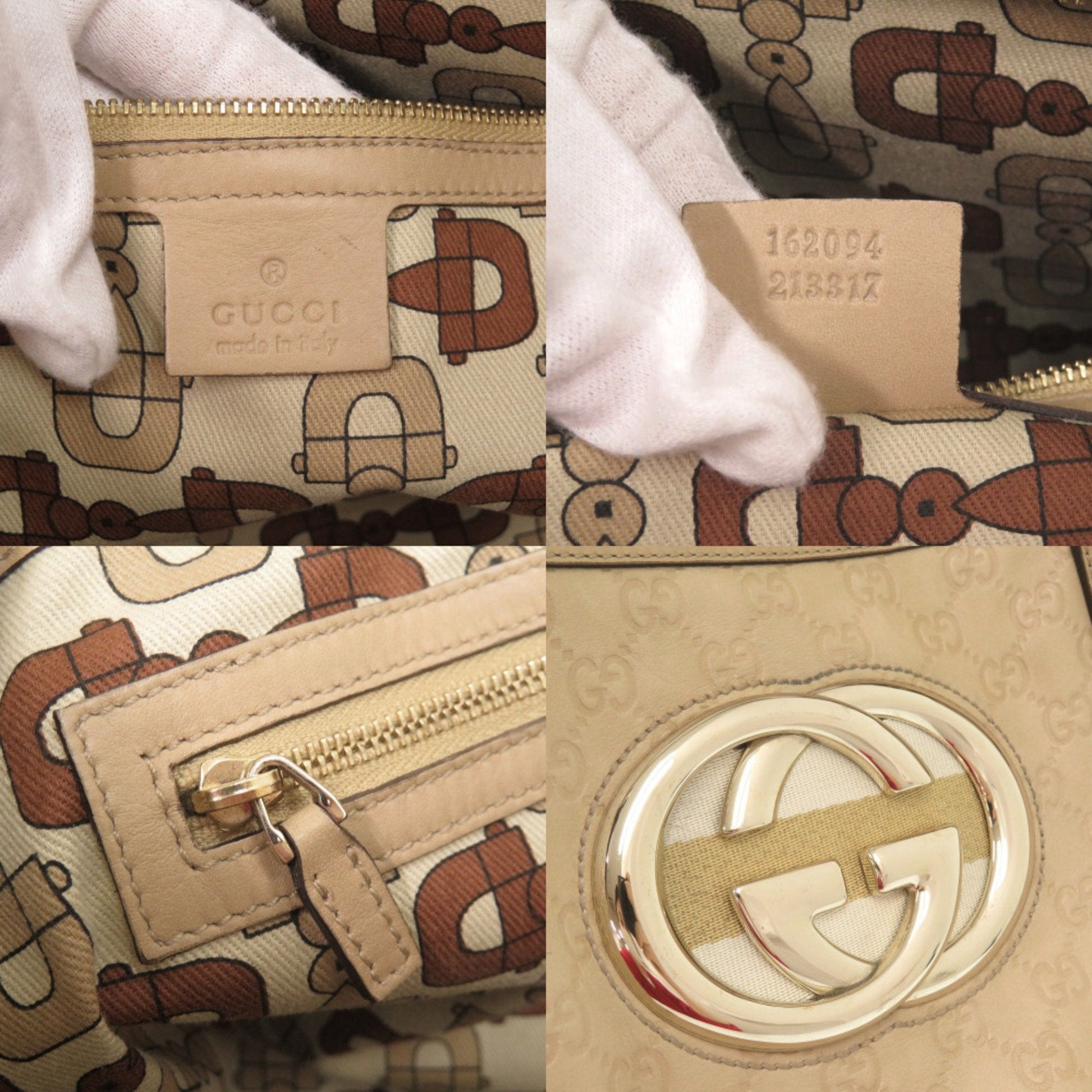 Gucci Beige Leather Handbag Tote Bag