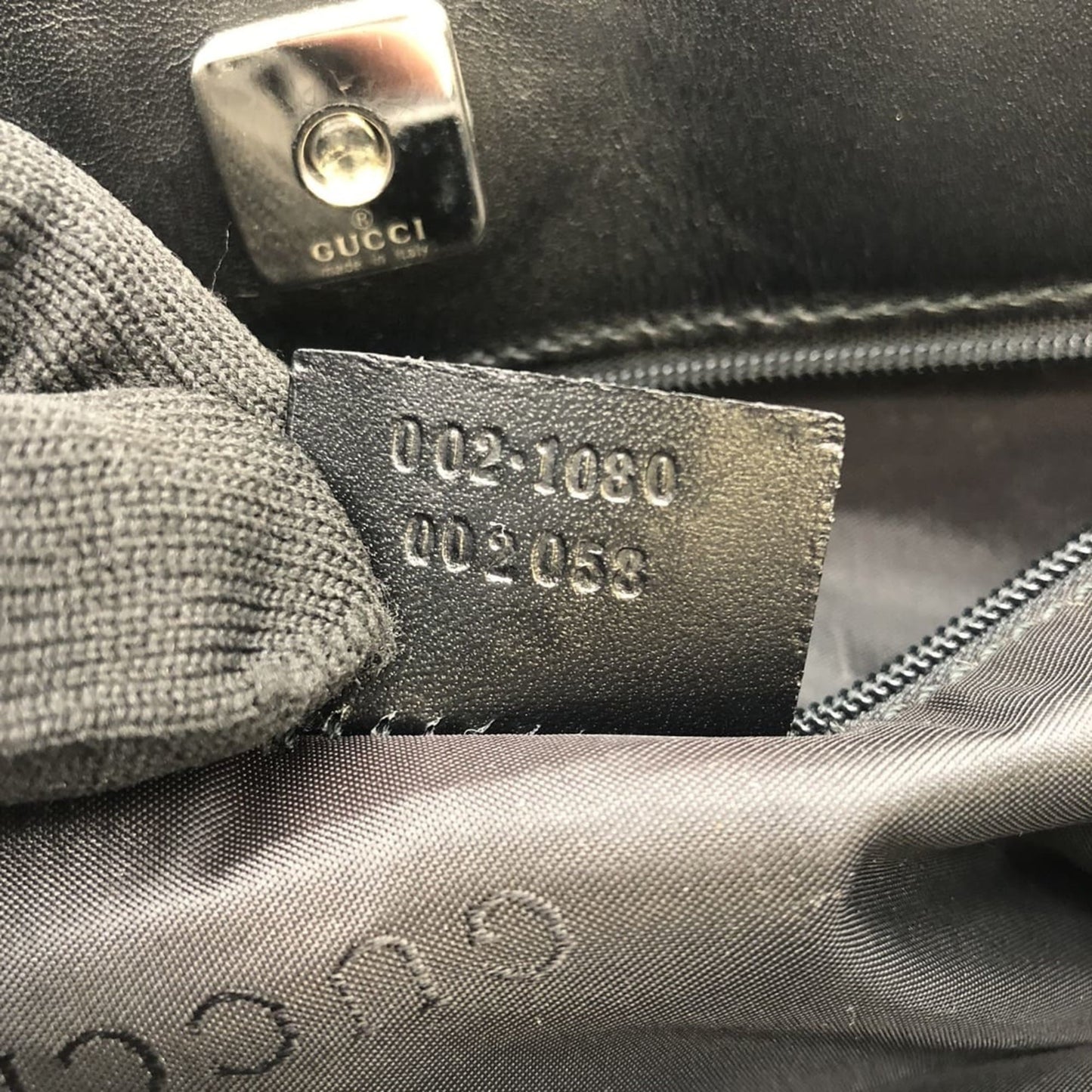 Gucci Black Nylon Leather Handbag